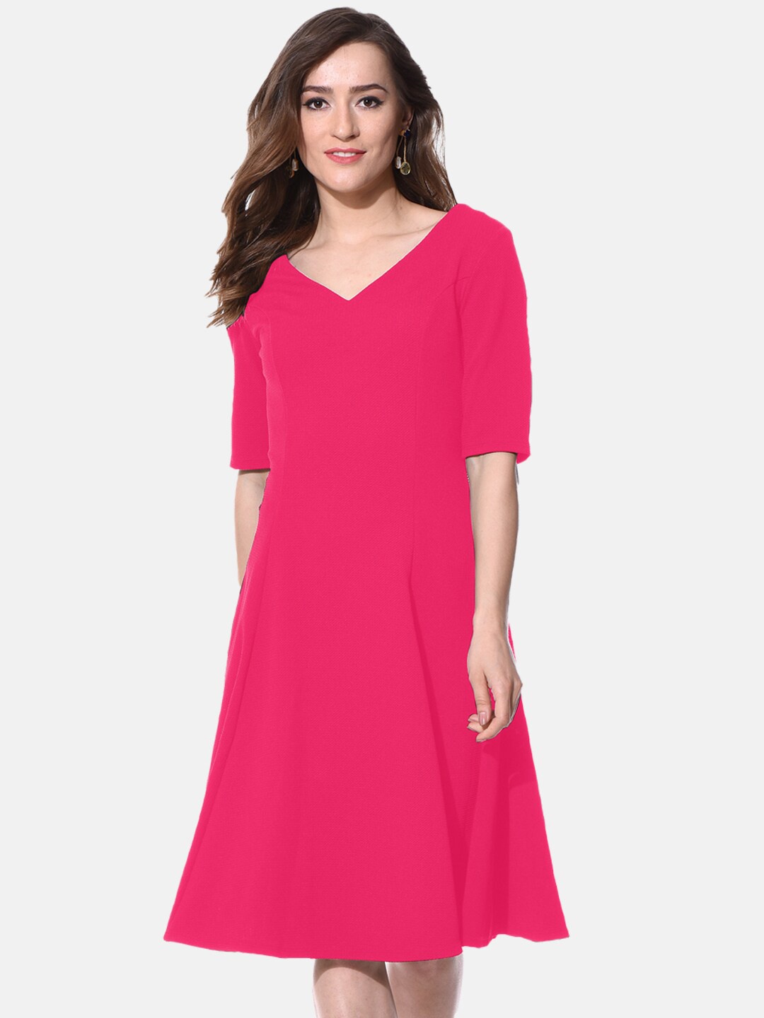 

AARA V-Neck A-Line Dress, Pink