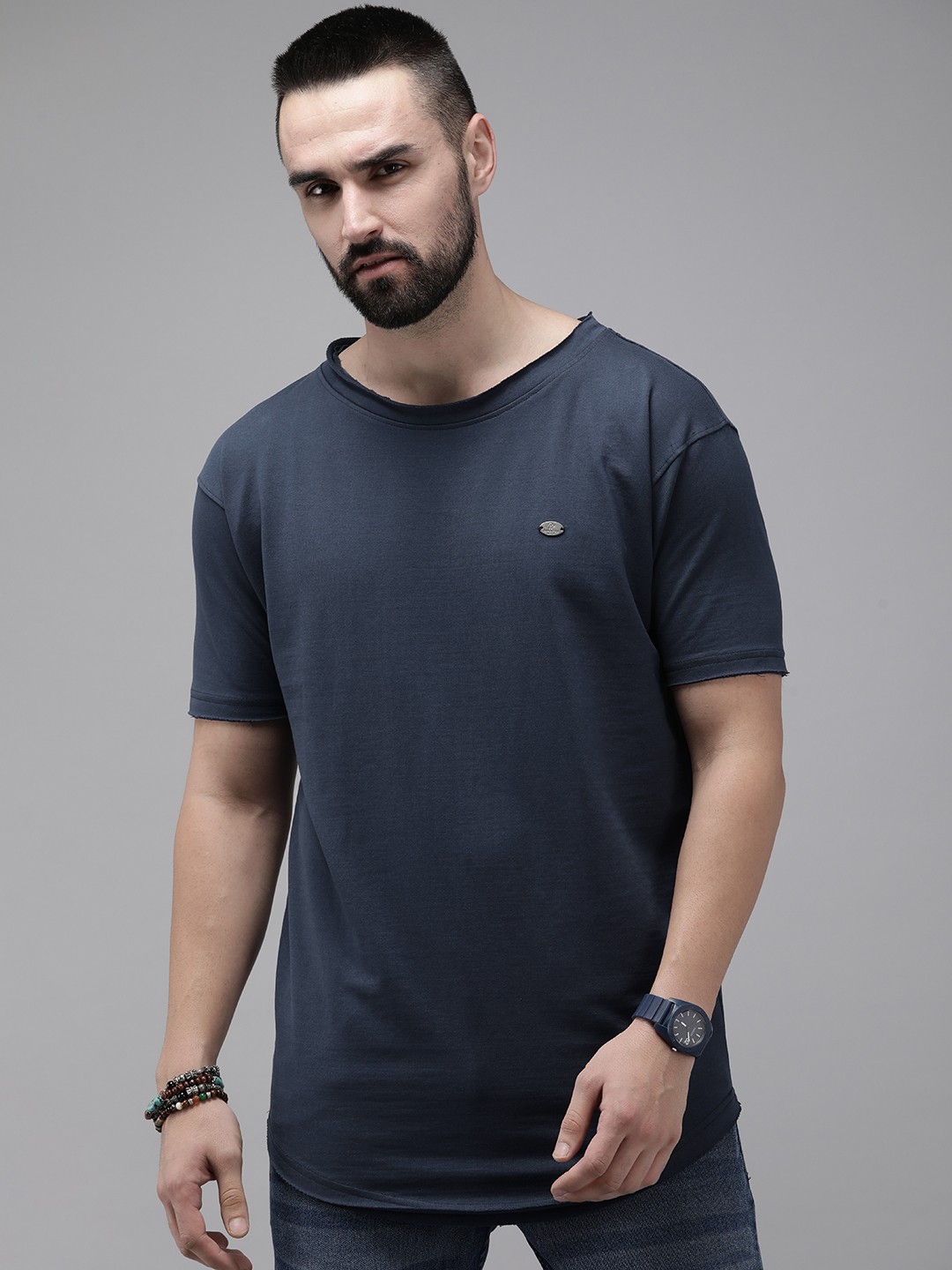 

Roadster Men Applique T-shirt, Navy blue