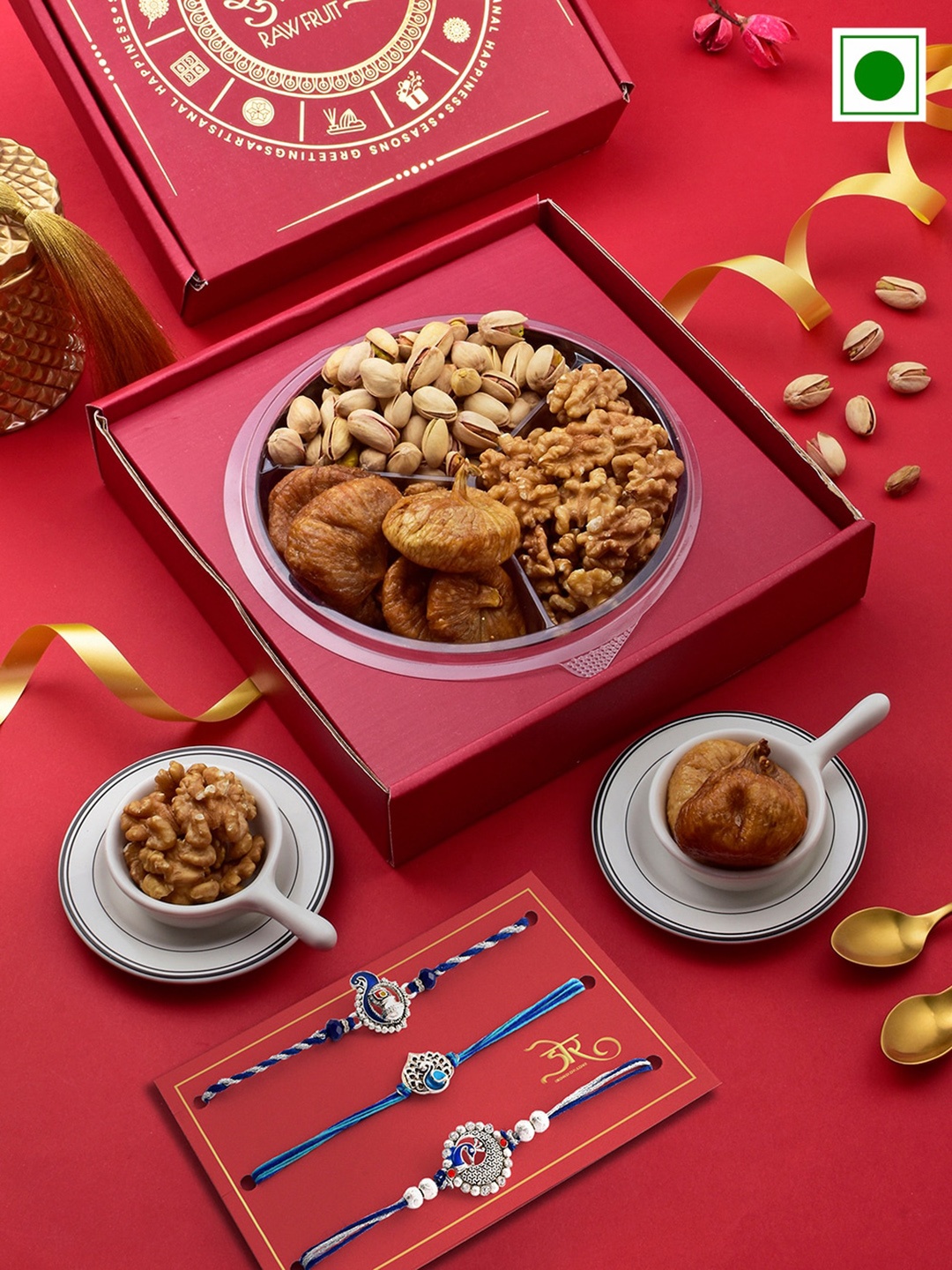 

RawFruit Dry Fruits with 2 Rakhi, Red