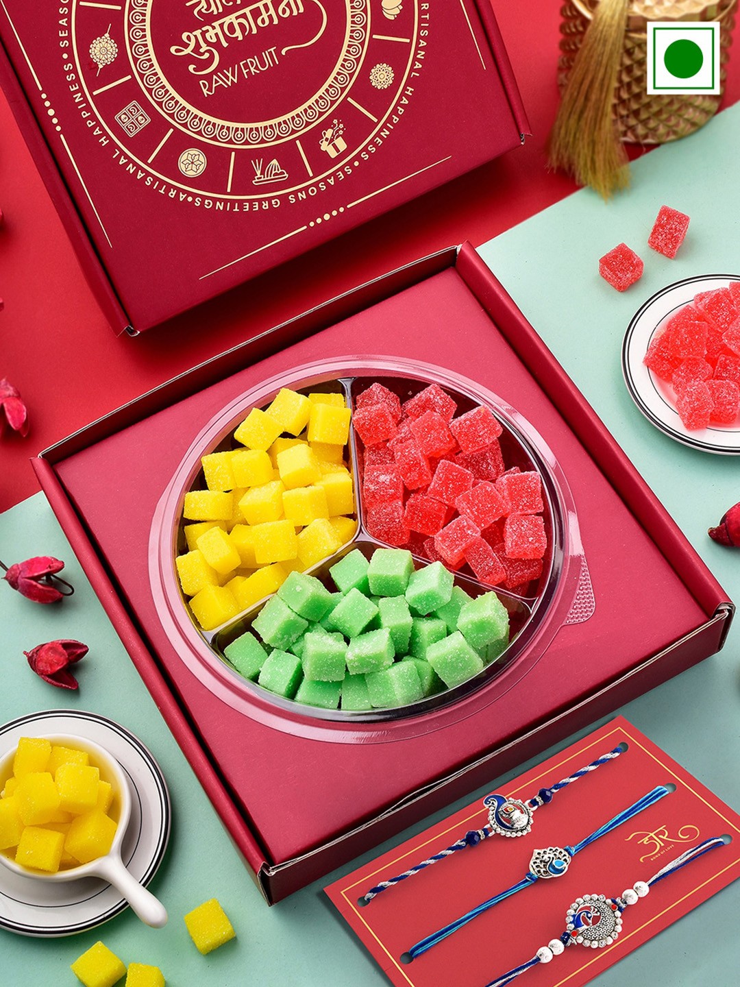 

RawFruit Guava And Mango Jelly With 2 Rakhis, Blue