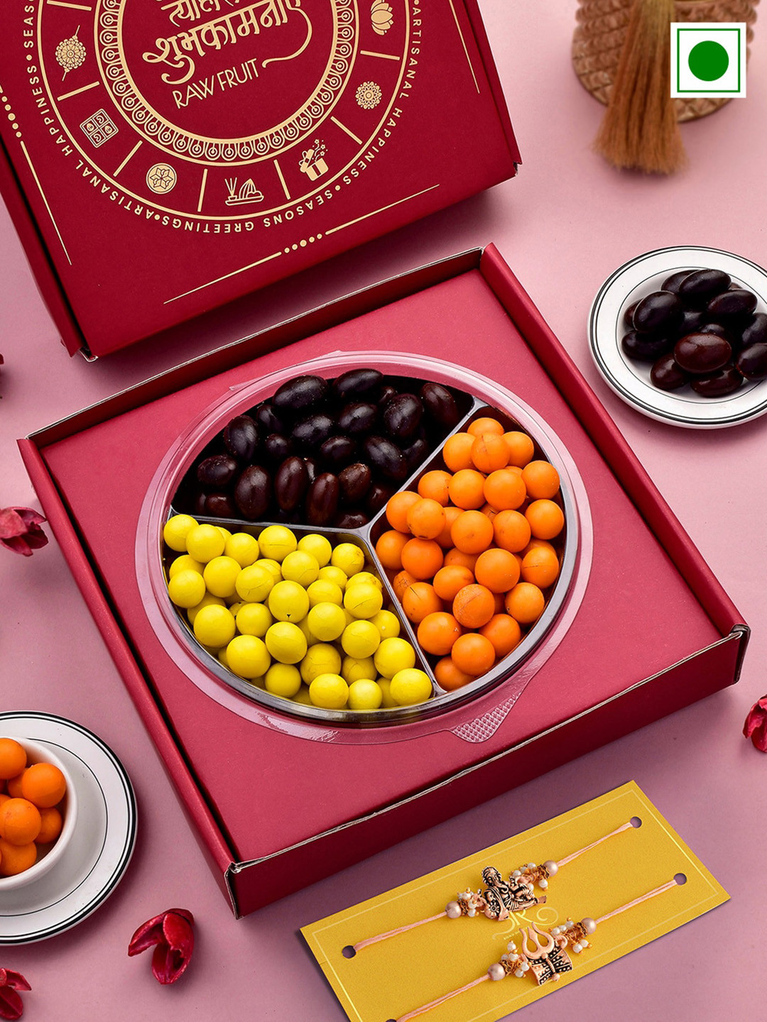 

RawFruit Chocolate Almond With Rakhi -100 gms Each, Rose gold