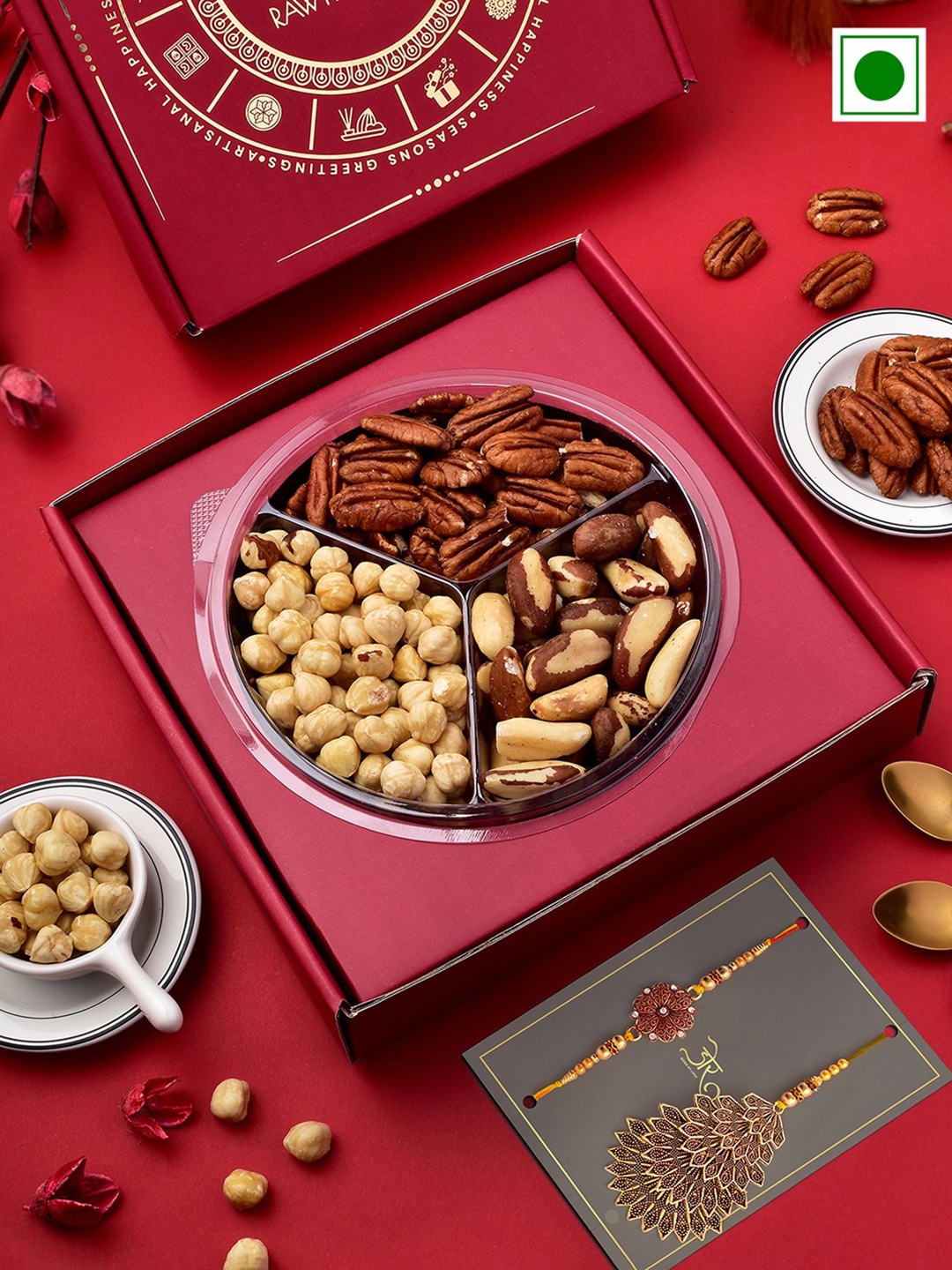 

RawFruit Dry Fruits with 2 Rakhi - 300g, Red