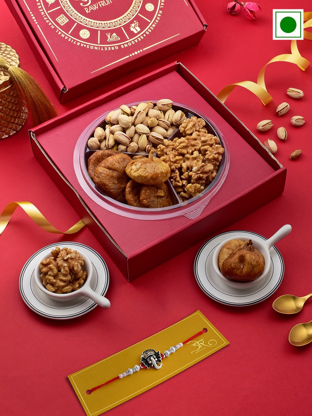 

RawFruit Pista Walnut Figs With Rakhi-100 gms Each, Silver