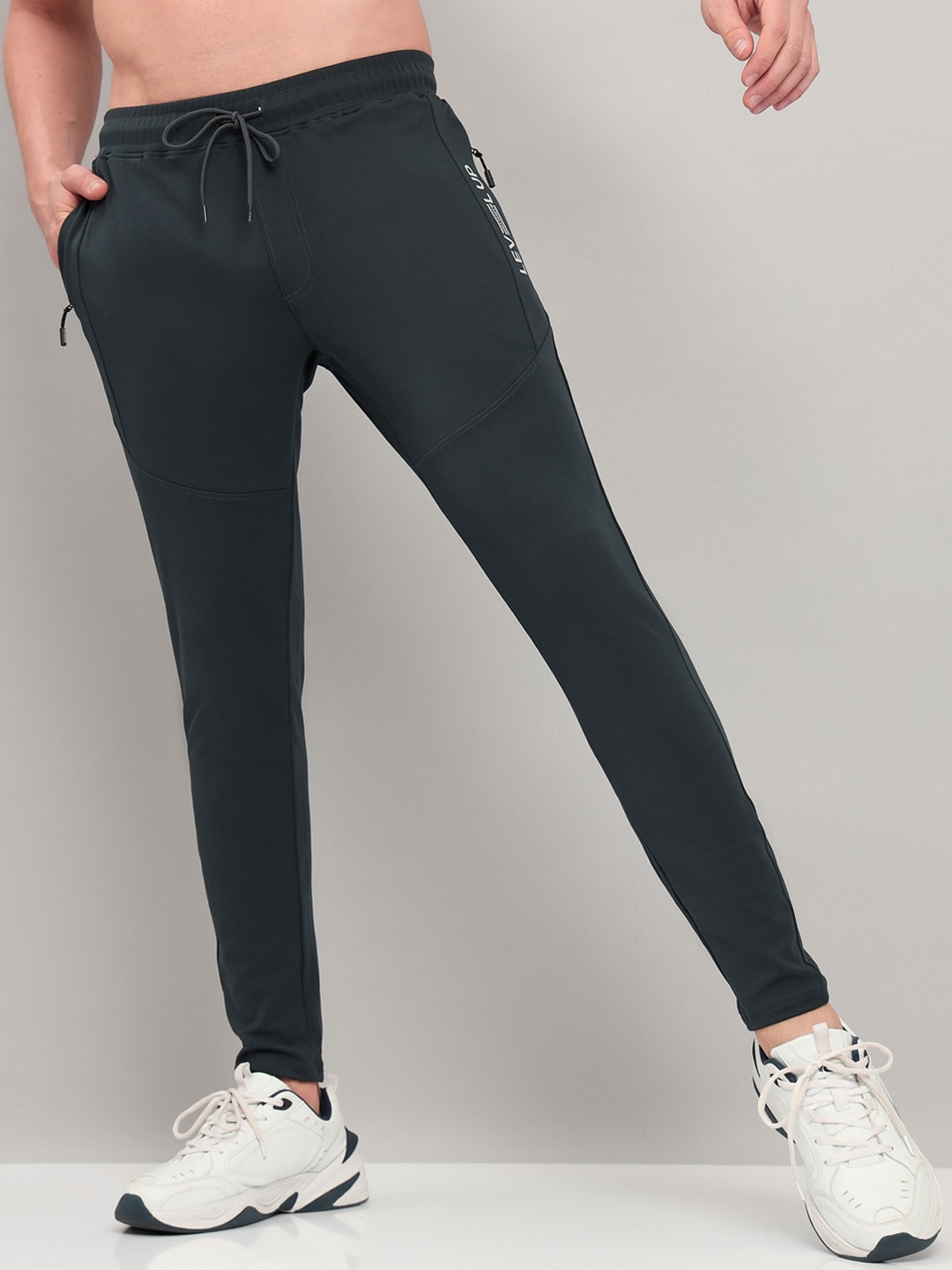 Technosport Men Active Rapid Dry Slim Fit Trackpants, Charcoal