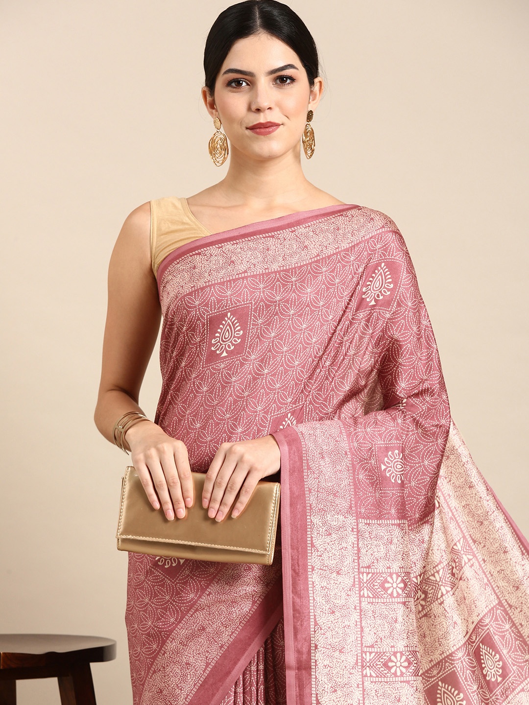 

Kalyan Silks Ethnic Motifs Printed Saree, Pink