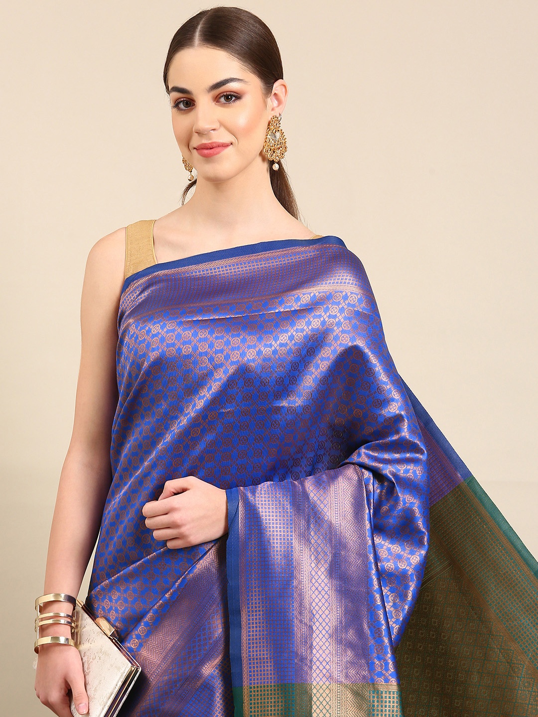 

Kalyan Silks Ethnic Motifs Zari Pure Silk Saree, Blue