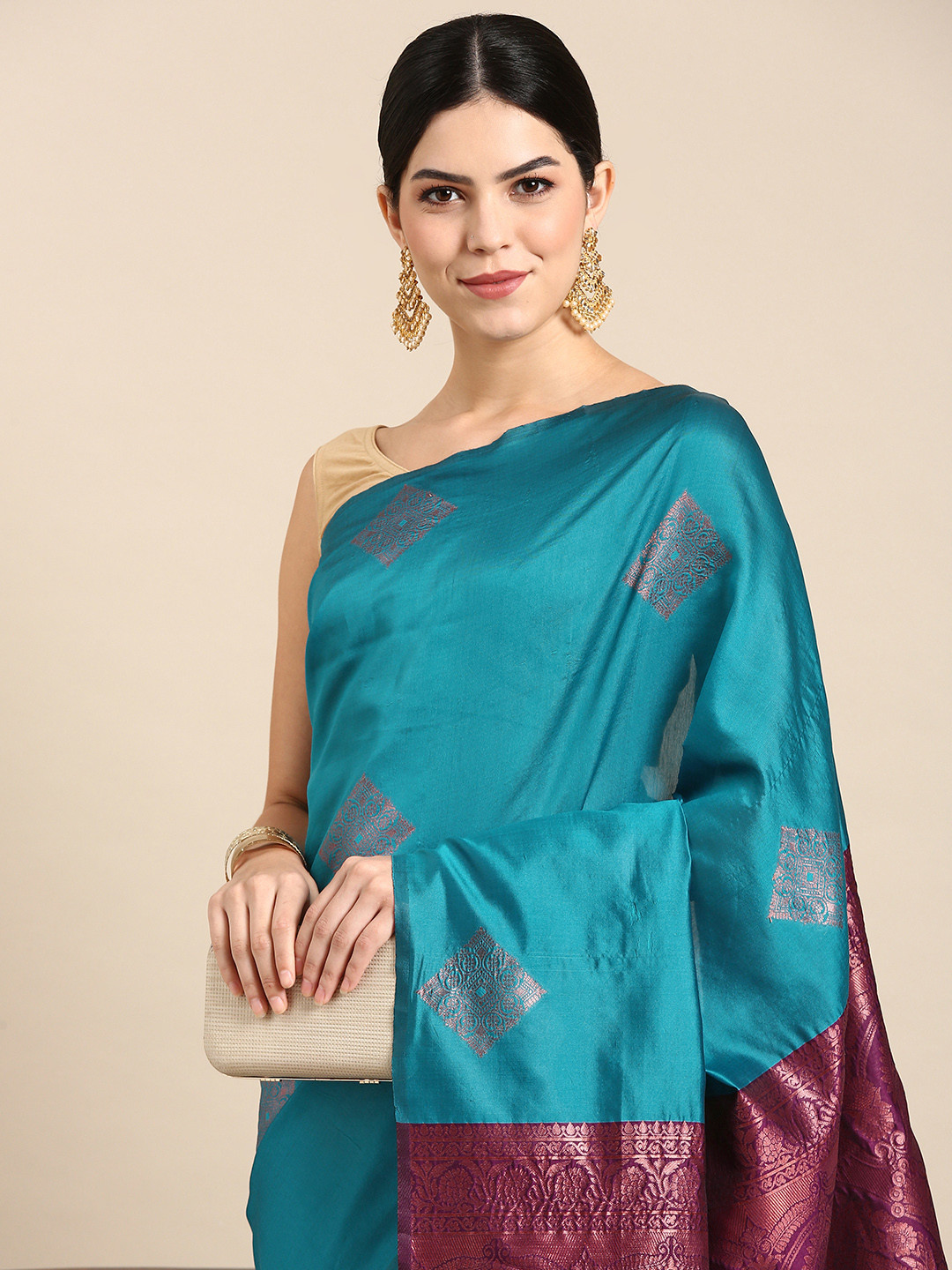 

Kalyan Silks Ethnic Motifs Zari Pure Silk Saree, Blue