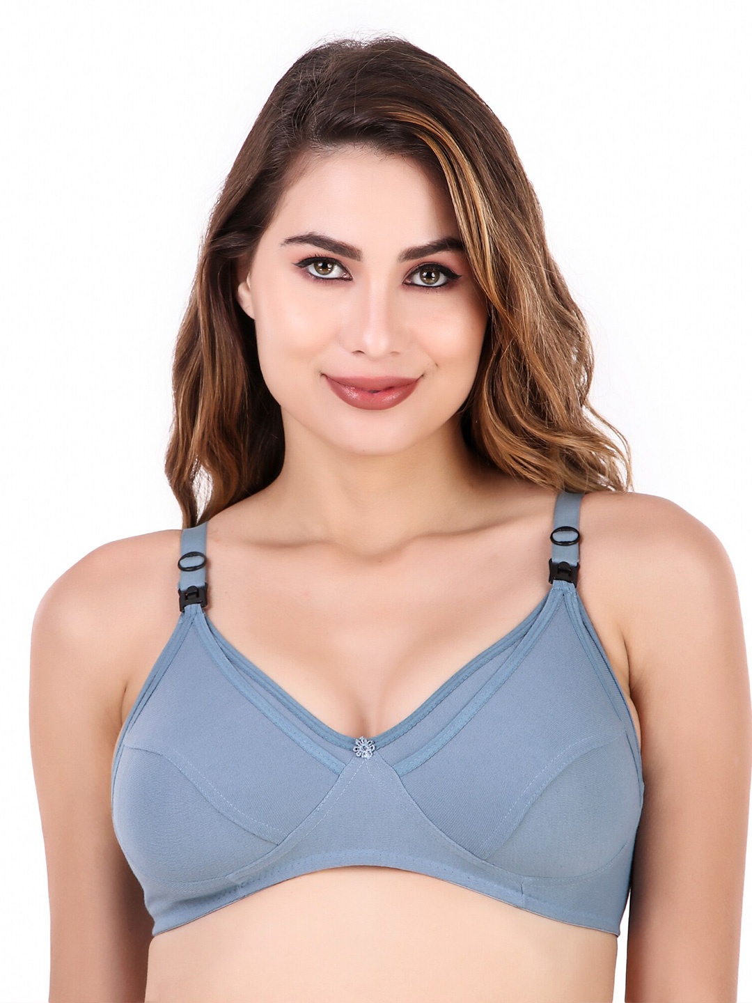 

Extoes Full Coverage Cut & Sew Non Padded Cotton Maternity Bra, Blue