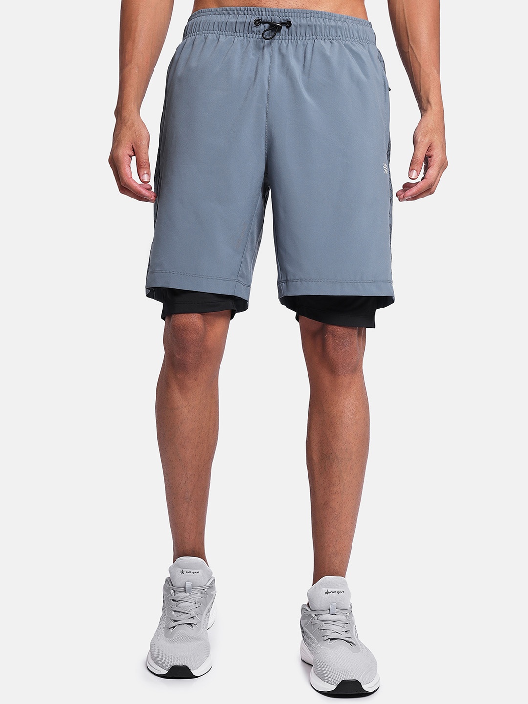 

Cultsport Men Mid-Rise Flydry Running Shorts With Inner Tights, Blue