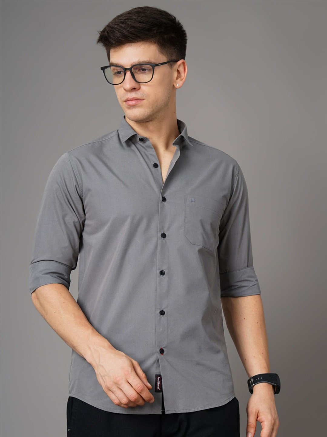 

PAUL STREET Standard Slim Fit Opaque Casual Shirt, Grey