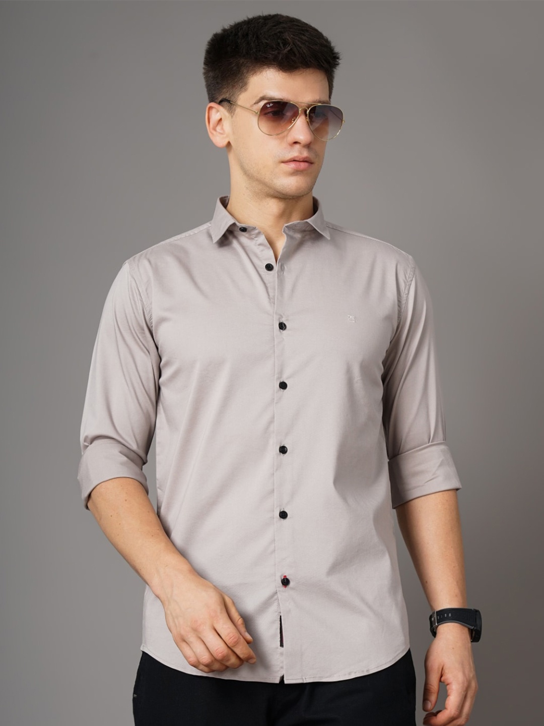 

PAUL STREET Standard Slim Fit Opaque Casual Shirt, Grey