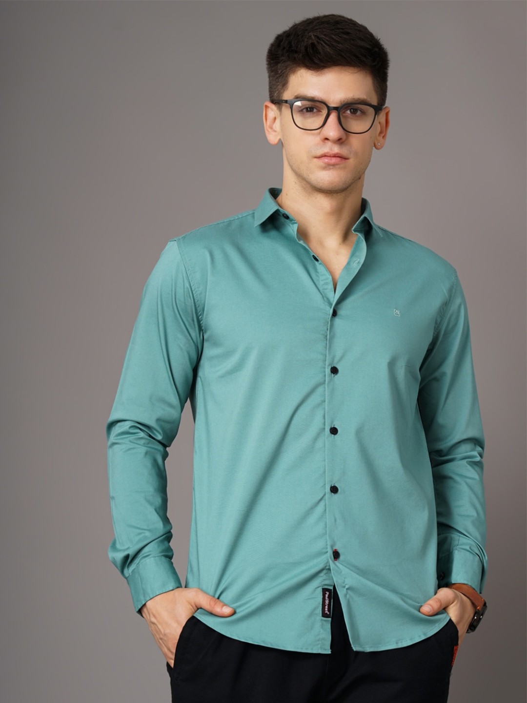

PAUL STREET Standard Slim Fit Opaque Casual Shirt, Green