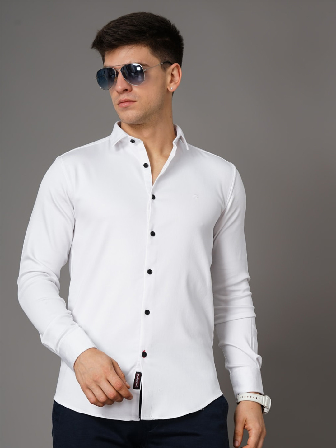 

PAUL STREET Standard Slim Fit Opaque Casual Shirt, White
