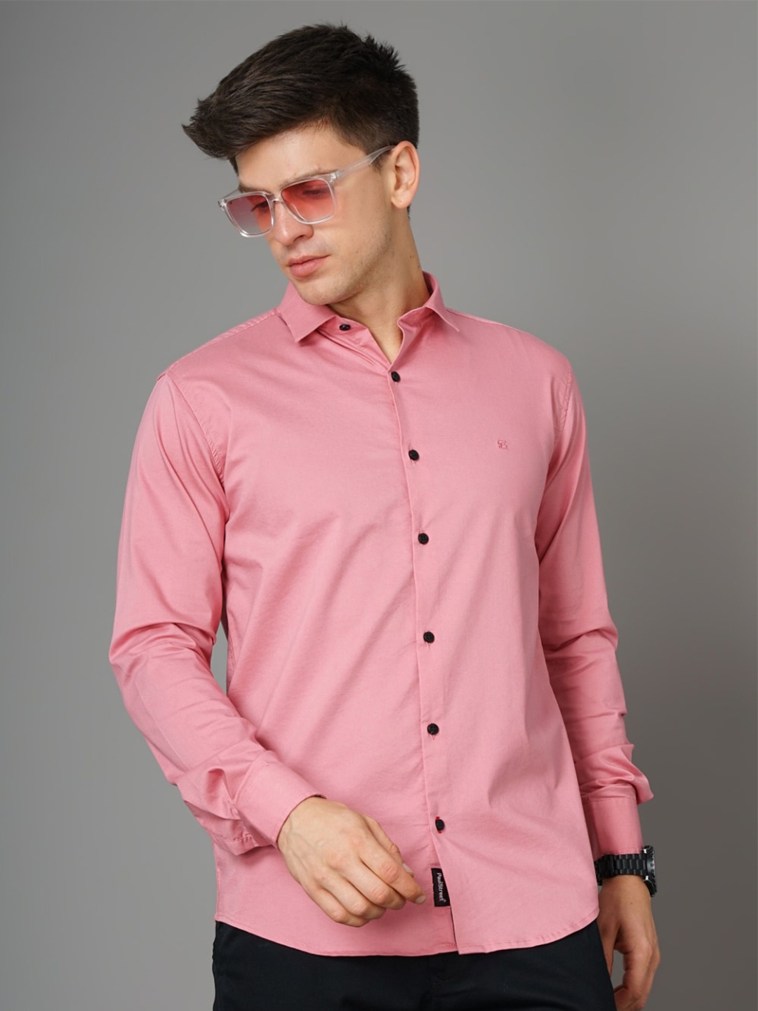 PAUL STREET Standard Slim Fit Opaque Casual Shirt, Pink