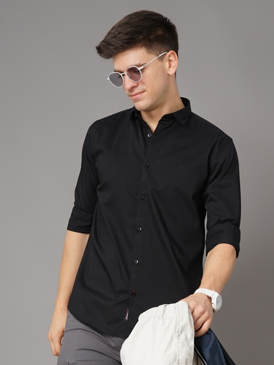 

PAUL STREET Standard Slim Fit Opaque Casual Shirt, Black
