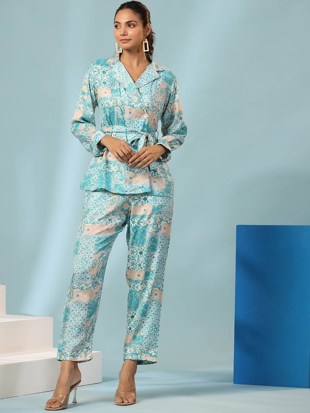 

Meena Bazaar Printed Shirt & Trousers, Blue