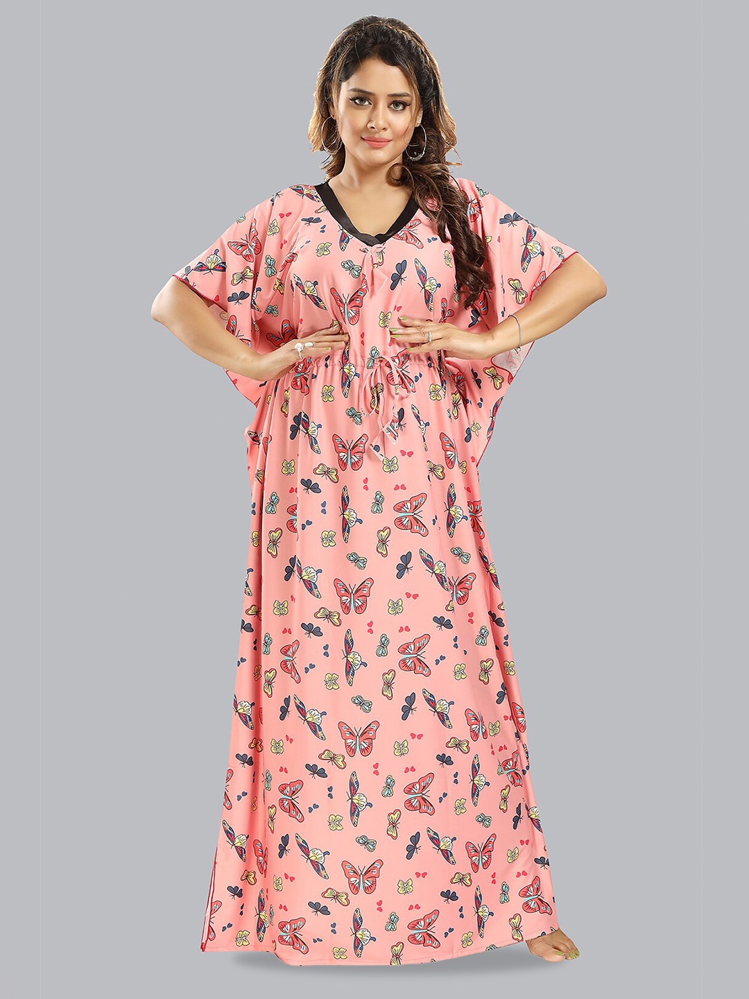 

FOMTI Printed Maxi Nightdress, Peach