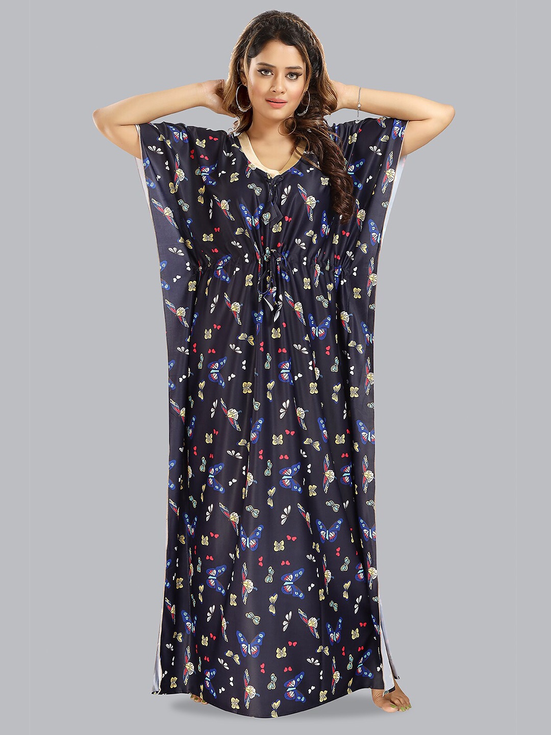 

FOMTI Printed Maxi Nightdress, Navy blue
