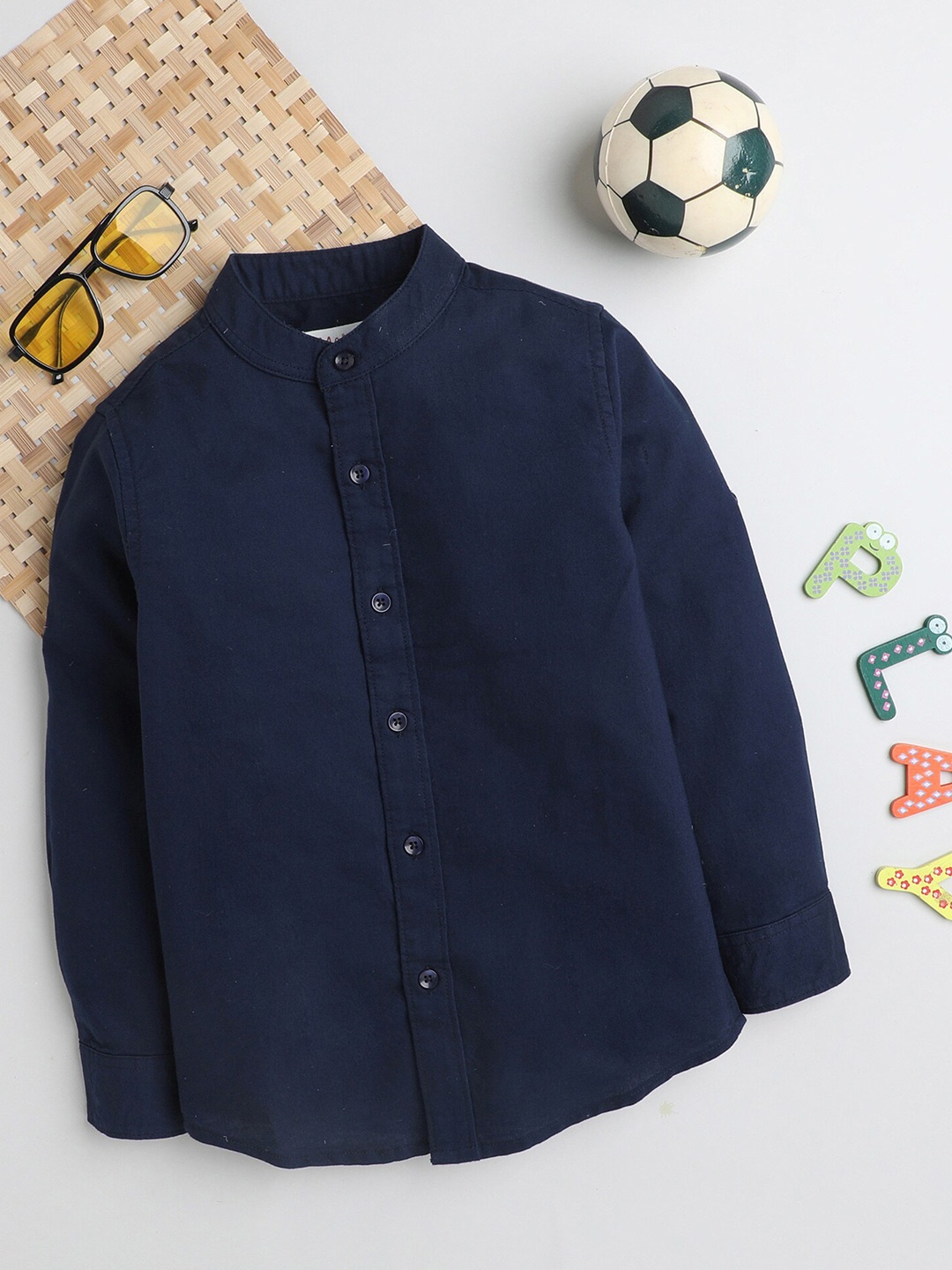 

MANET Boys Spread Collar Cotton Casual Shirt, Navy blue