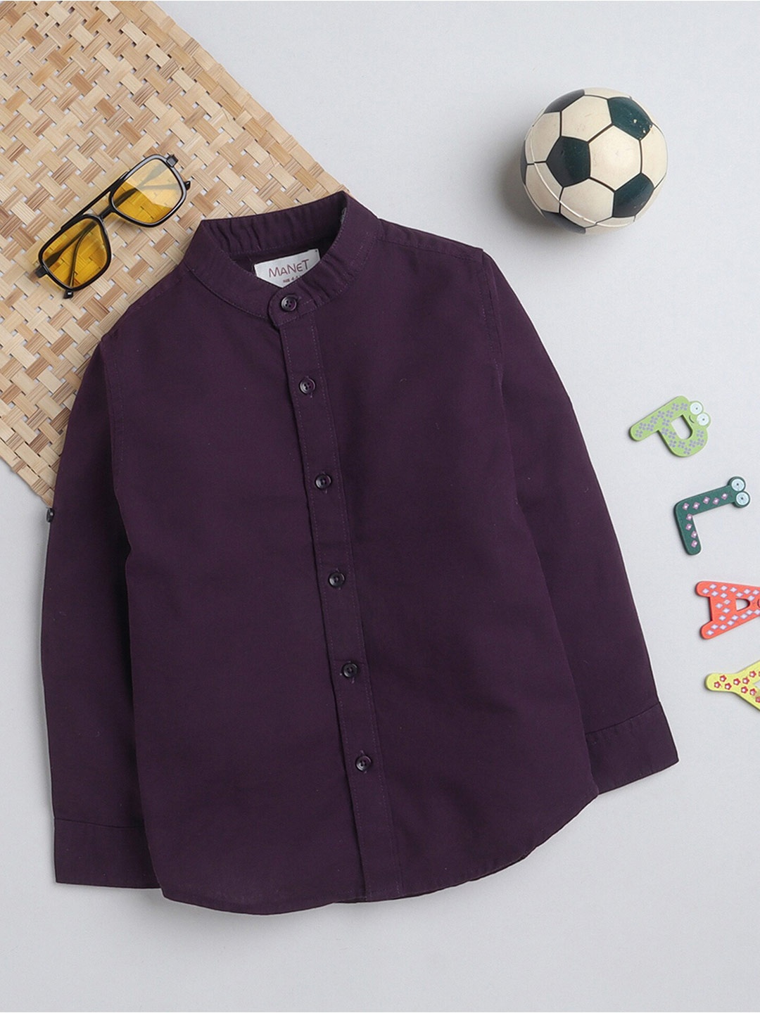 

MANET Boys Spread Collar Cotton Casual Shirt, Purple