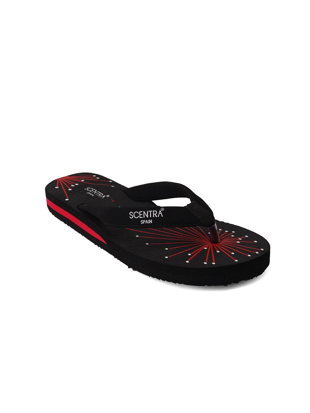 

SCENTRA Women Printed Thong Flip-Flops, Black