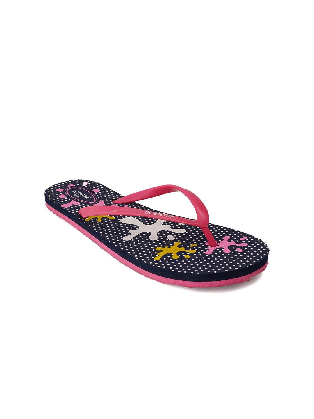 

SCENTRA Women Printed Thong Flip-Flops, Navy blue