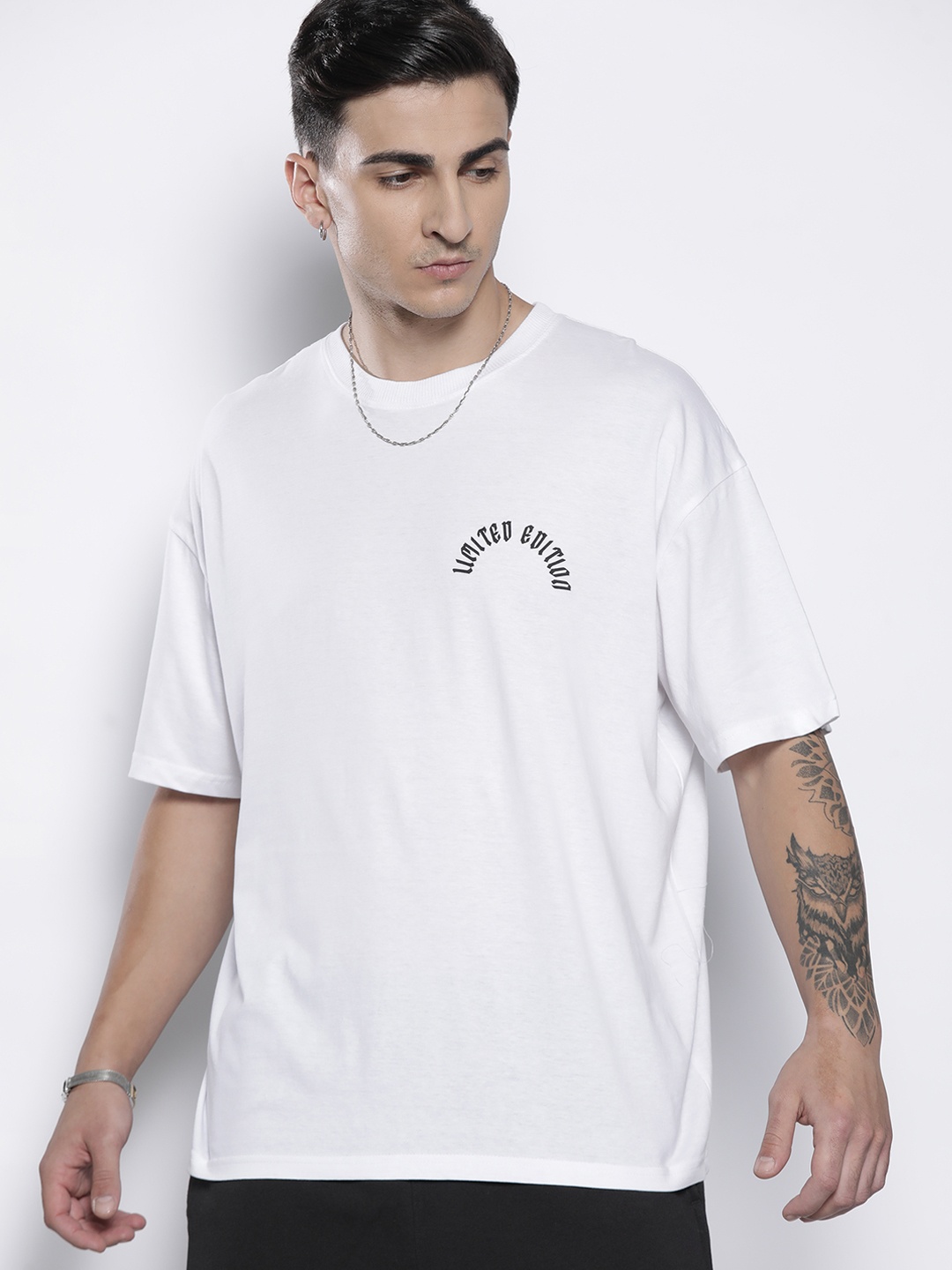 

boohooMAN Printed Oversized Pure Cotton T-shirt, White