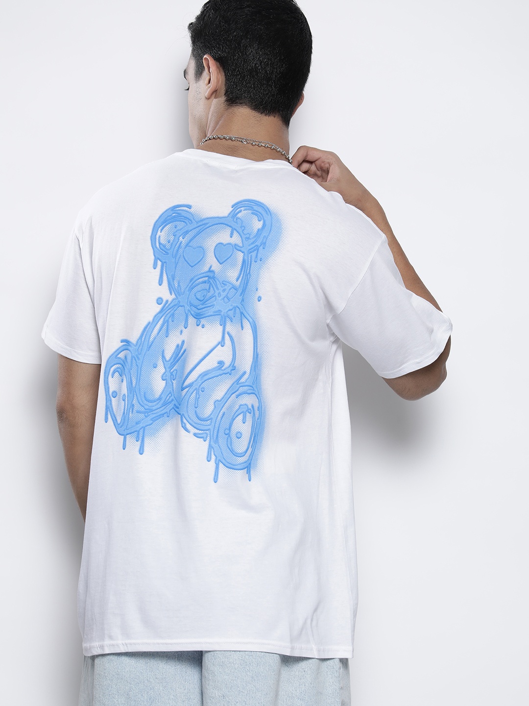 

boohooMAN Spray Printed Pure Cotton T-shirt, White