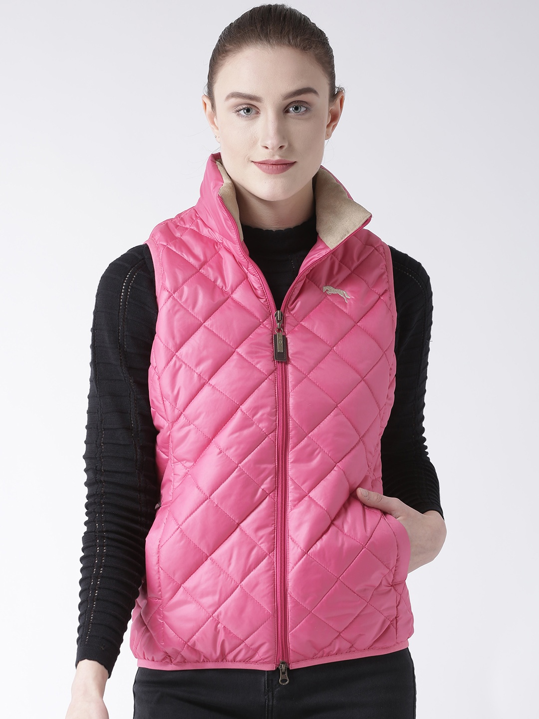 

JUMP USA Women Pink Solid Lightweight Quilted Jacket
