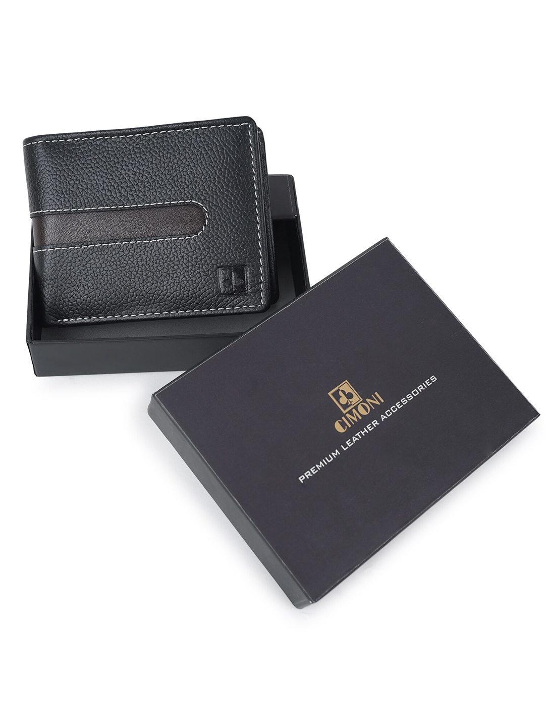 

CIMONI Unisex Leather Water Resistant Two Fold Wallet, Black
