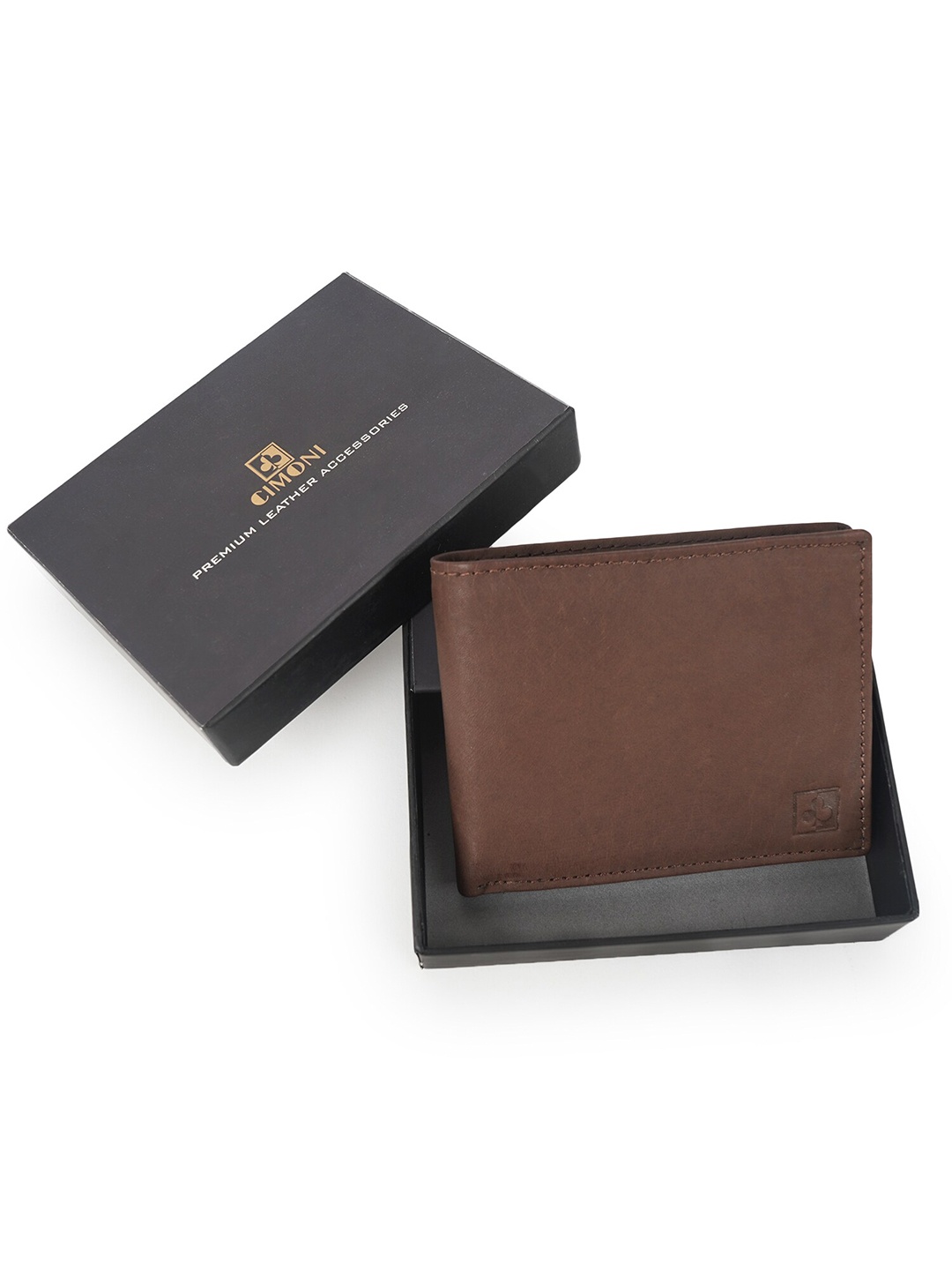 

CIMONI Unisex Leather Water Resistant Two Fold Wallet, Brown