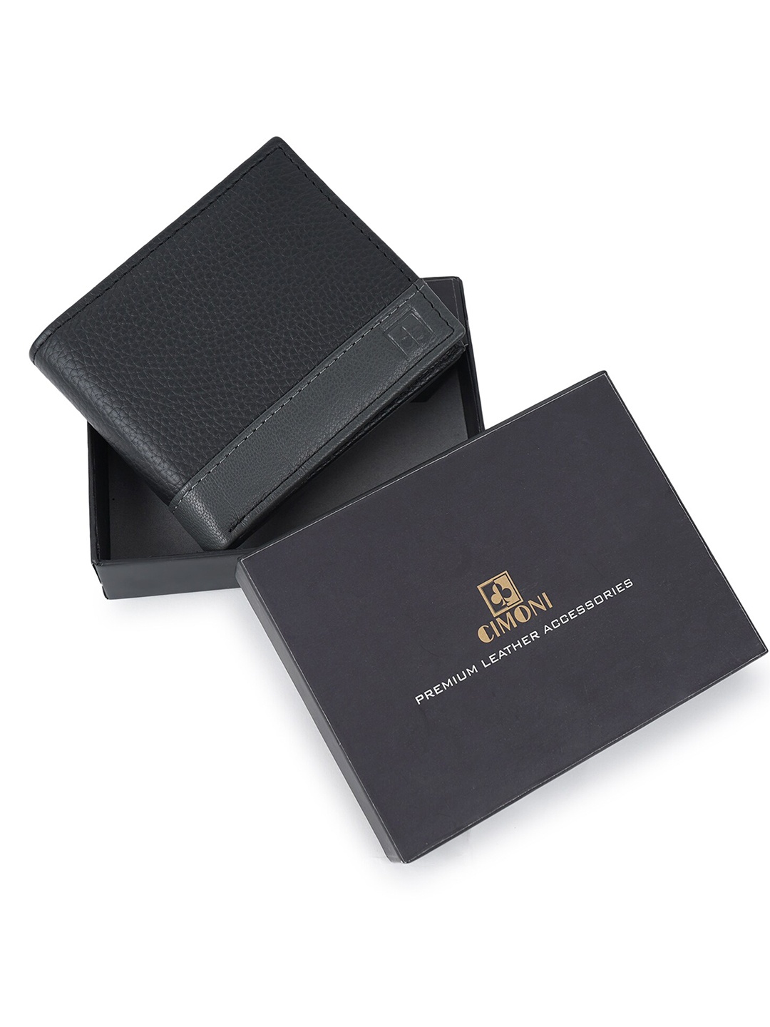 

CIMONI Men Leather Two Fold Wallet, Black