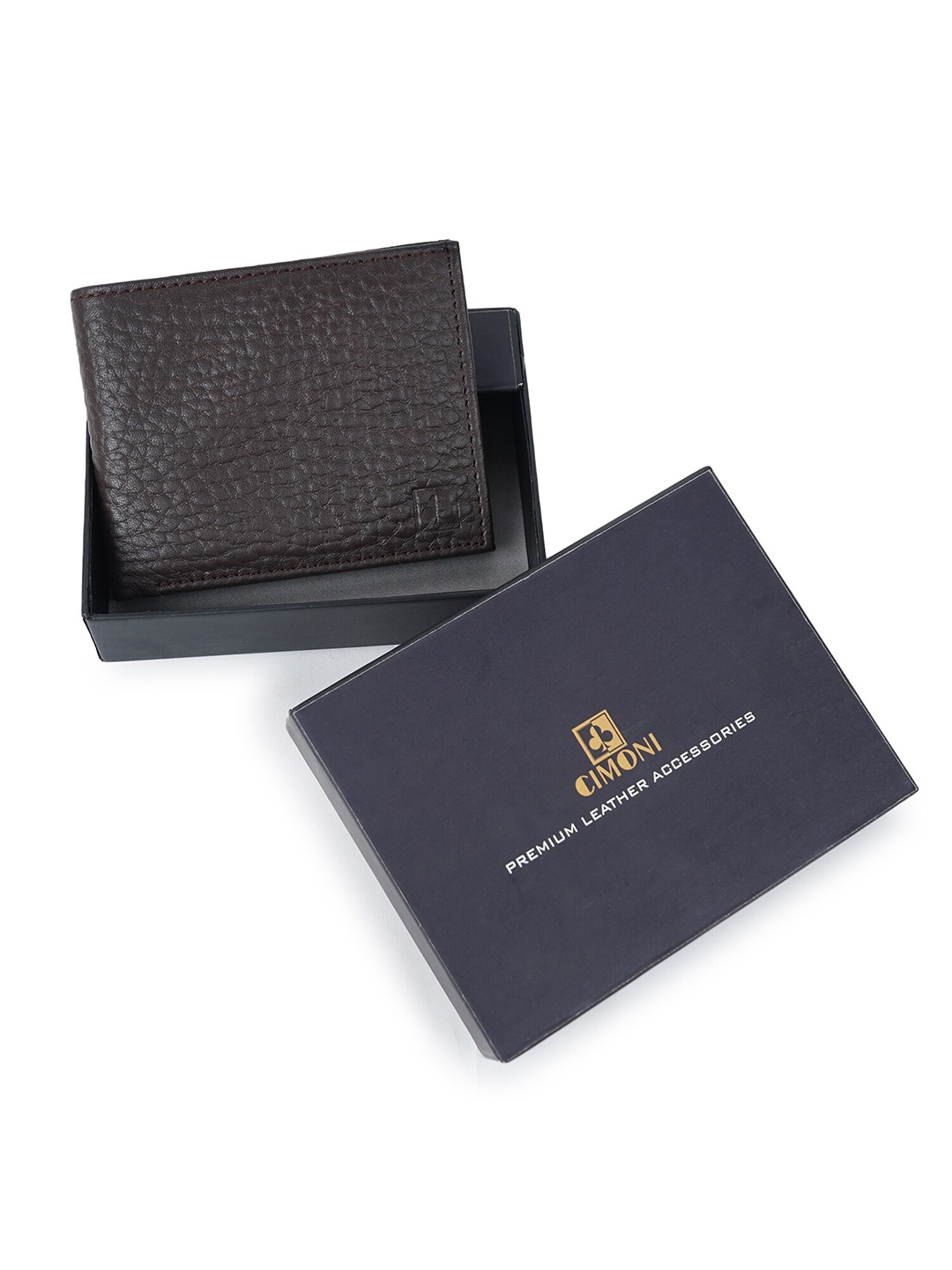 CIMONI Men Leather Two Fold Wallet, Brown