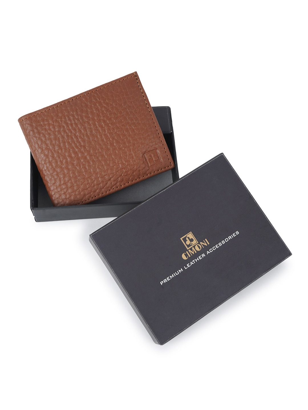 

CIMONI Men Leather Two Fold Wallet, Tan
