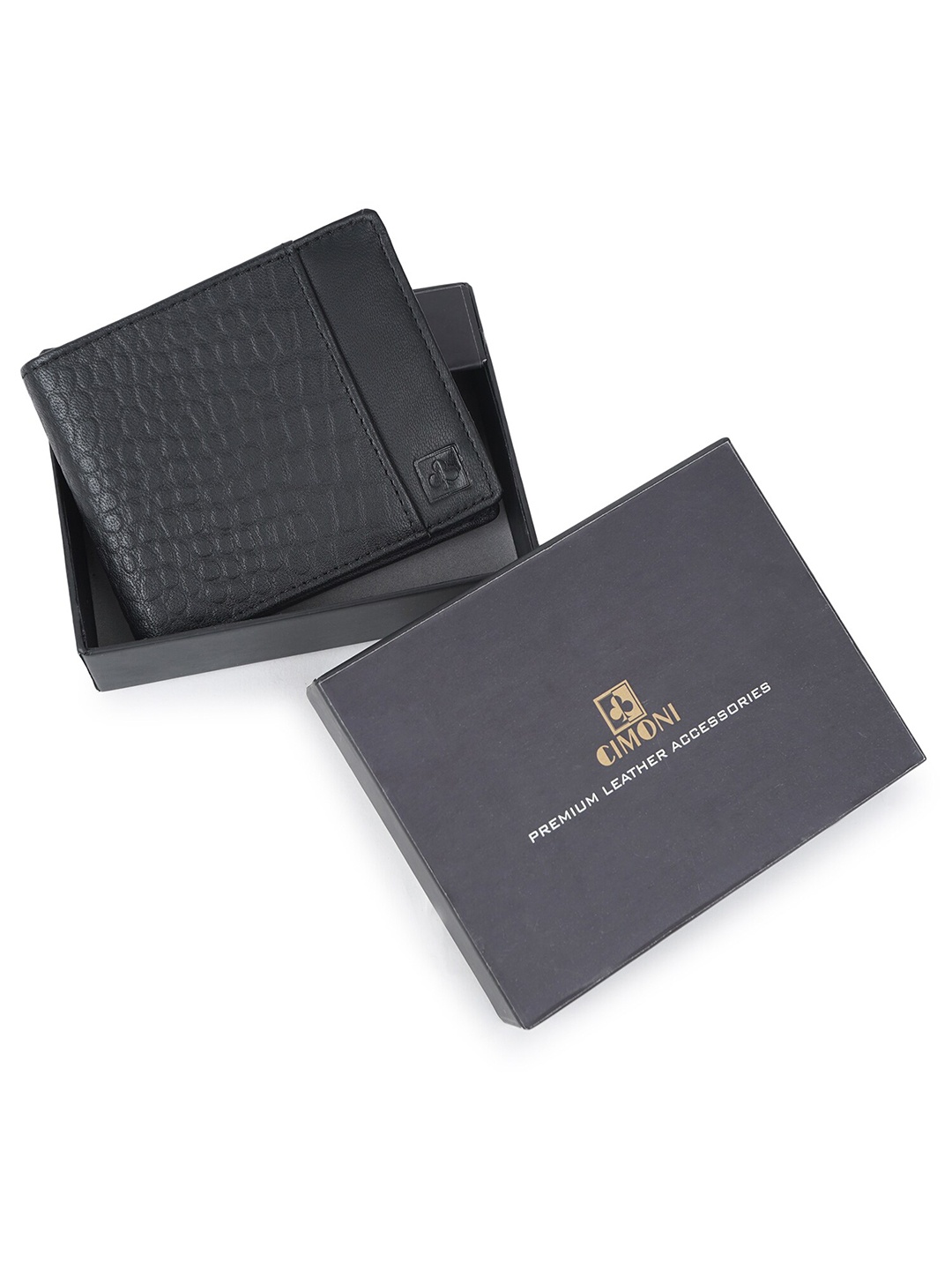 

CIMONI Men Leather Two Fold Wallet, Black