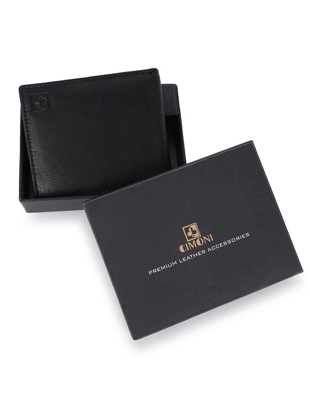 CIMONI Men Leather Two Fold Wallet, Black