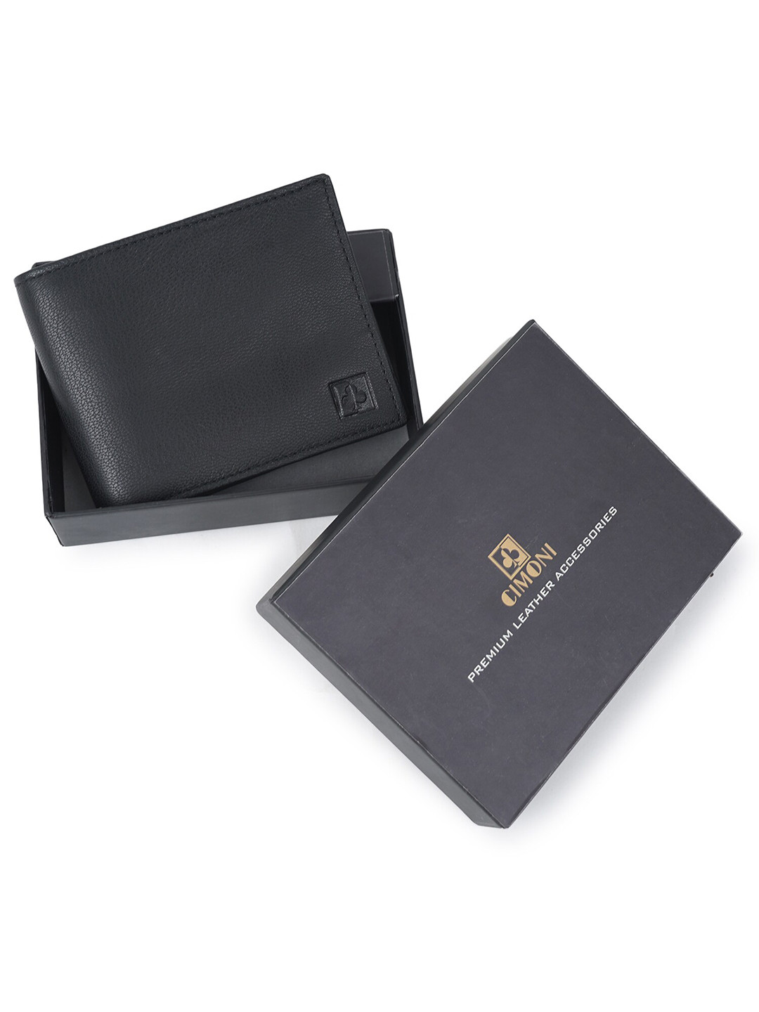 

CIMONI Men Leather Two Fold Wallet, Black