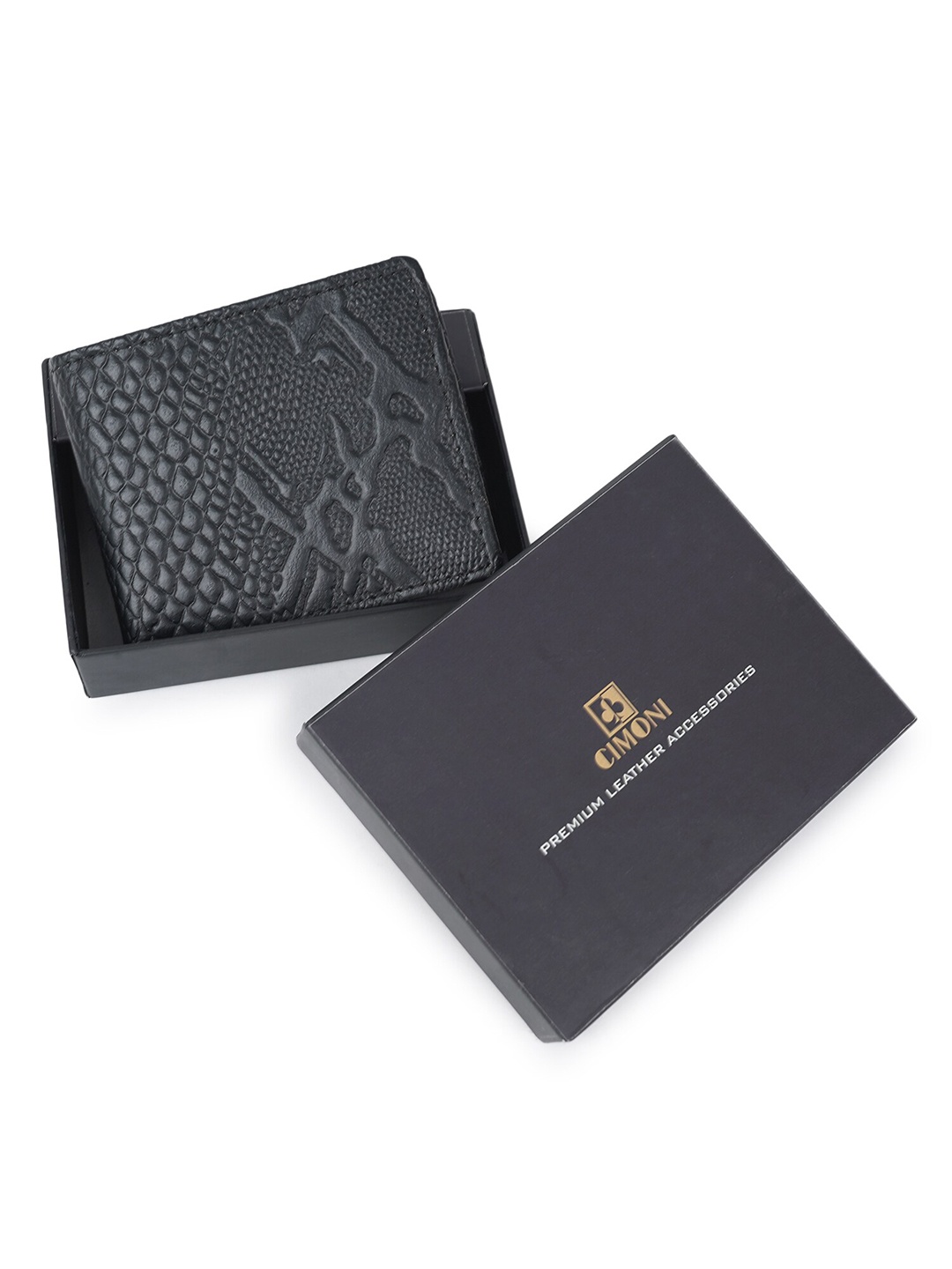 

CIMONI Men Leather Two Fold Wallet, Black