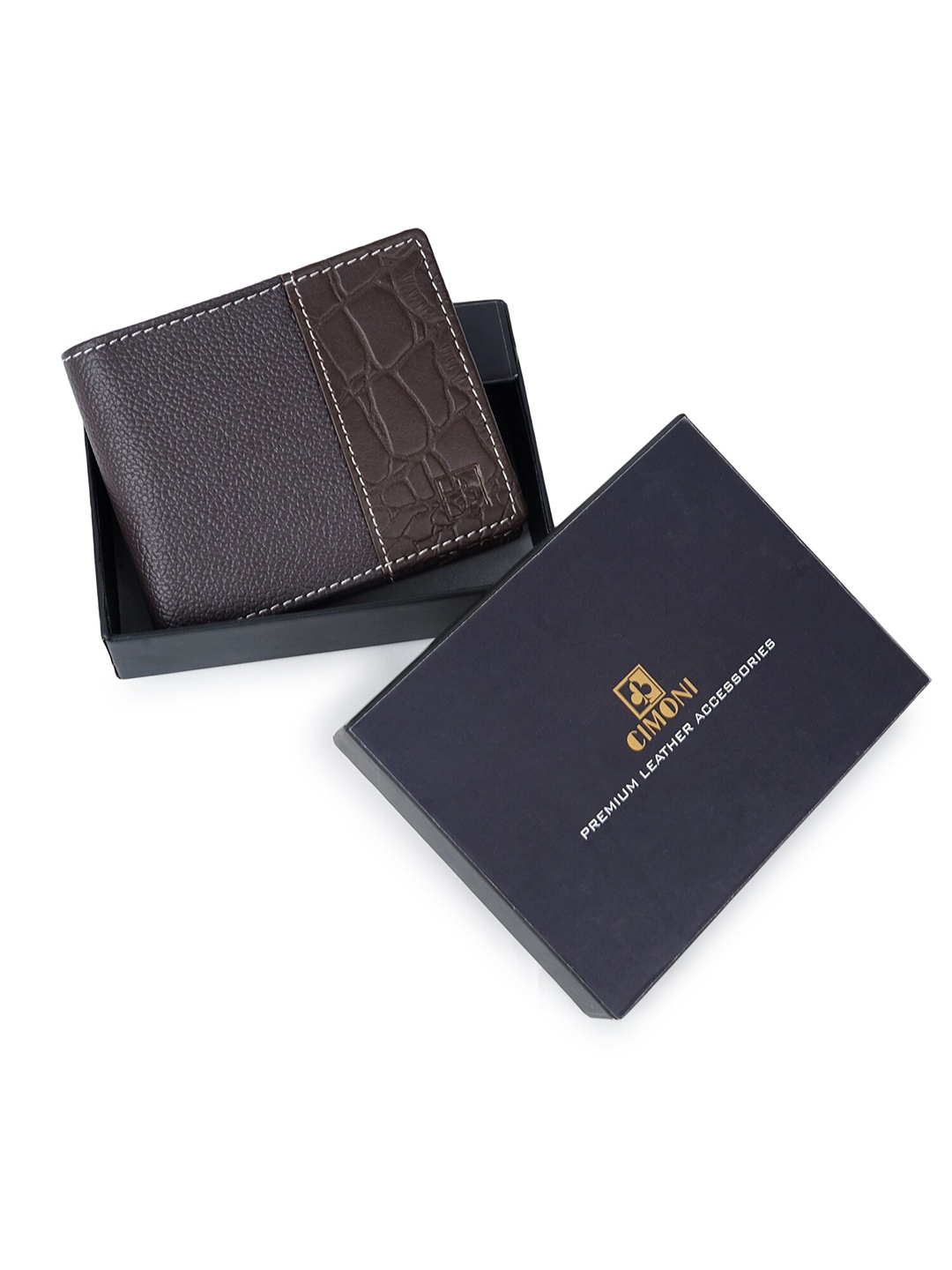 

CIMONI Men Leather Two Fold Wallet, Brown