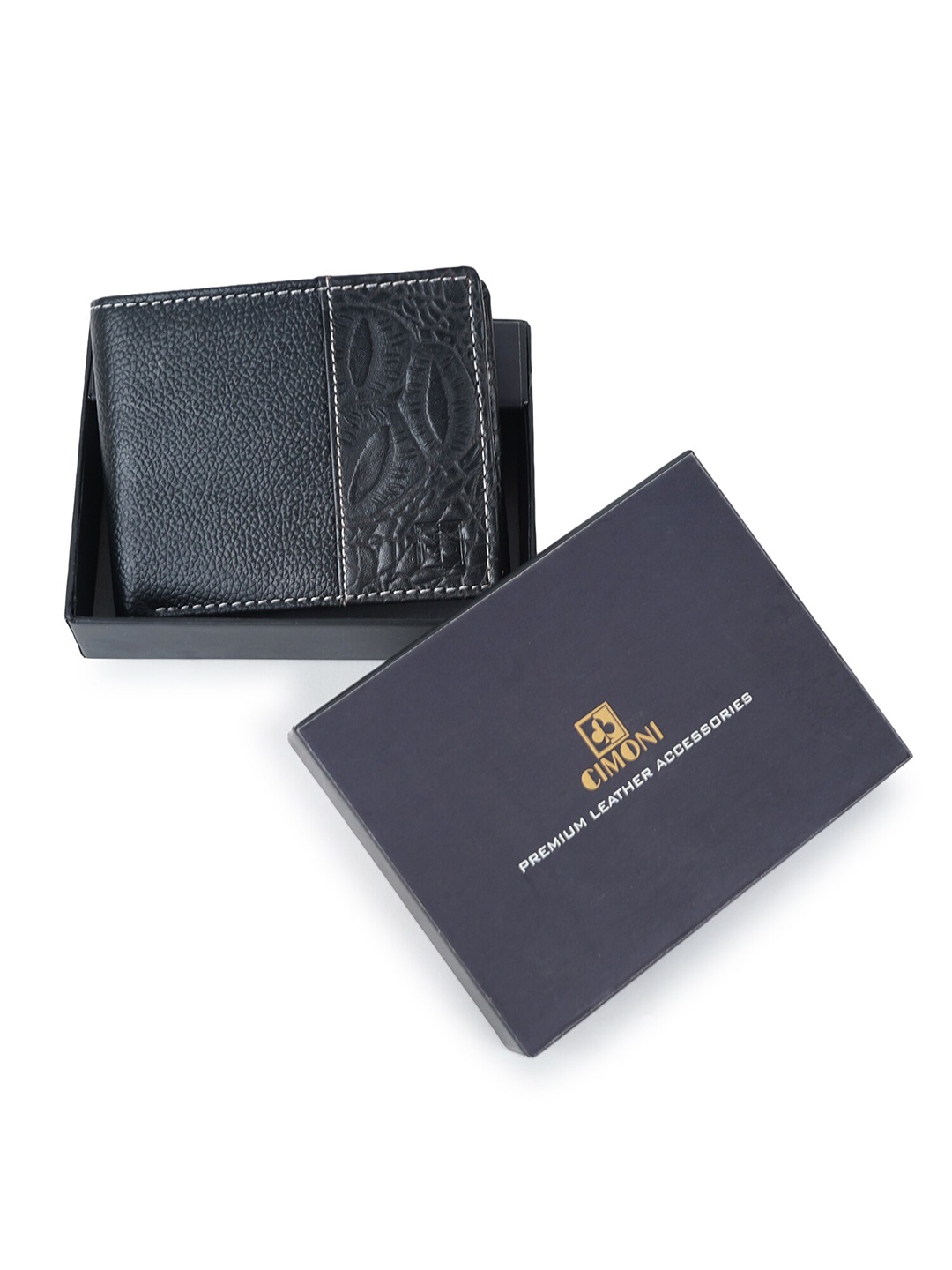 

CIMONI Men Leather Two Fold Wallet, Black