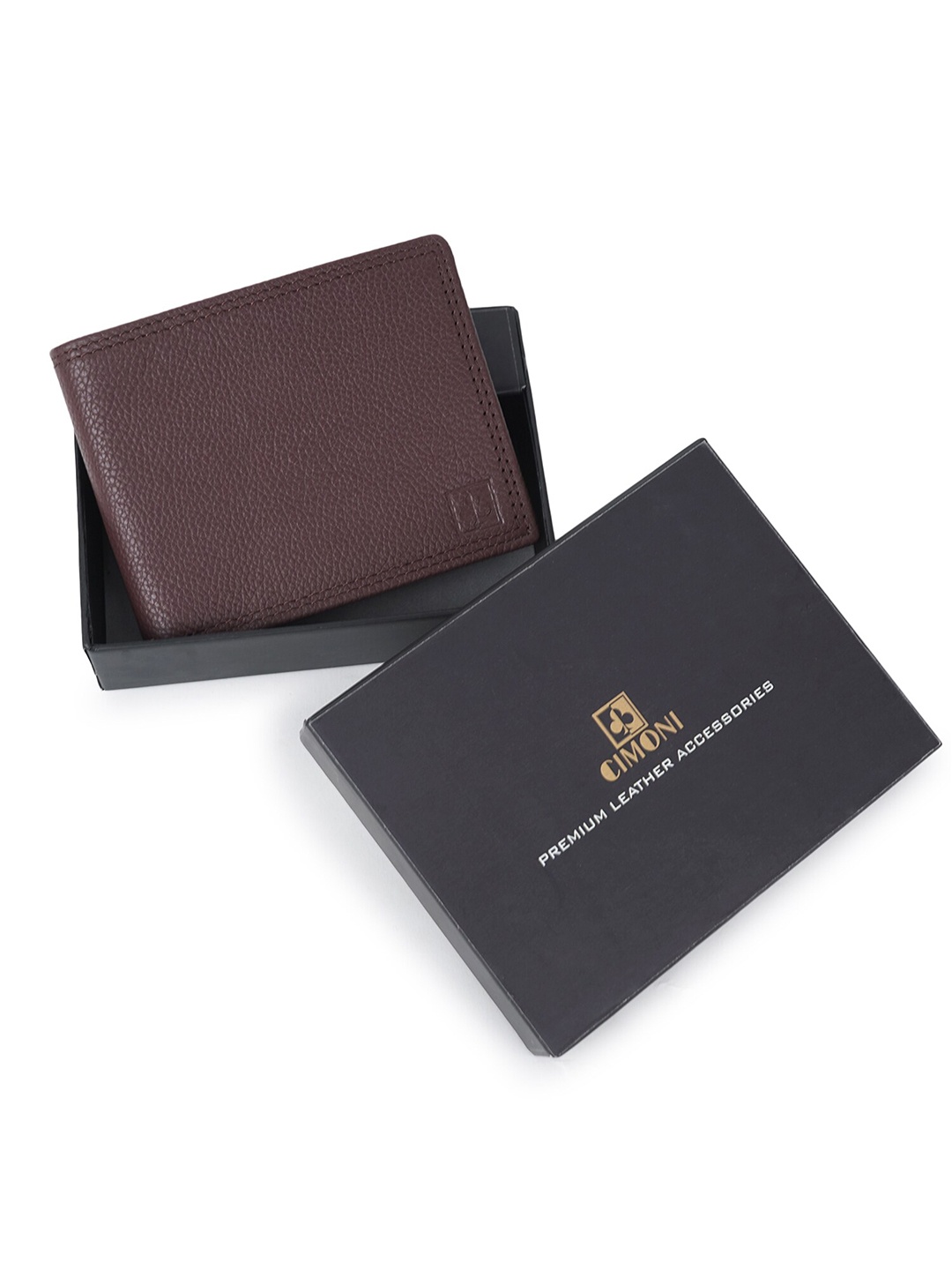 

CIMONI Men Leather Two Fold Wallet, Brown