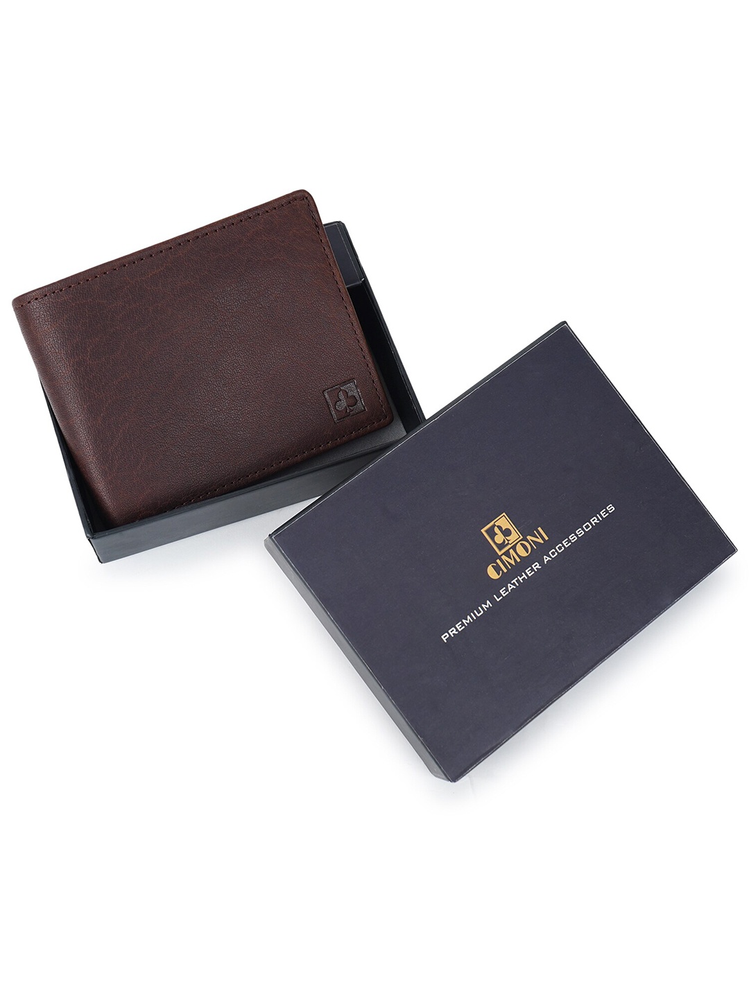 CIMONI Men Water Resistant Leather Two Fold Wallet, Brown
