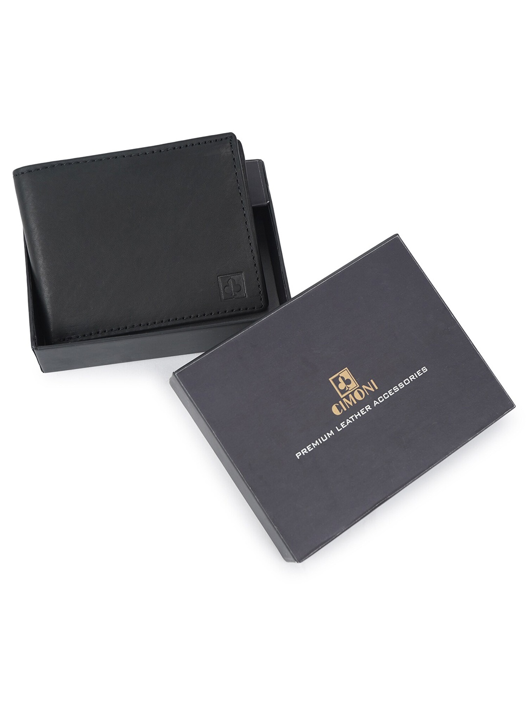 CIMONI Men Leather Two Fold Wallet, Black