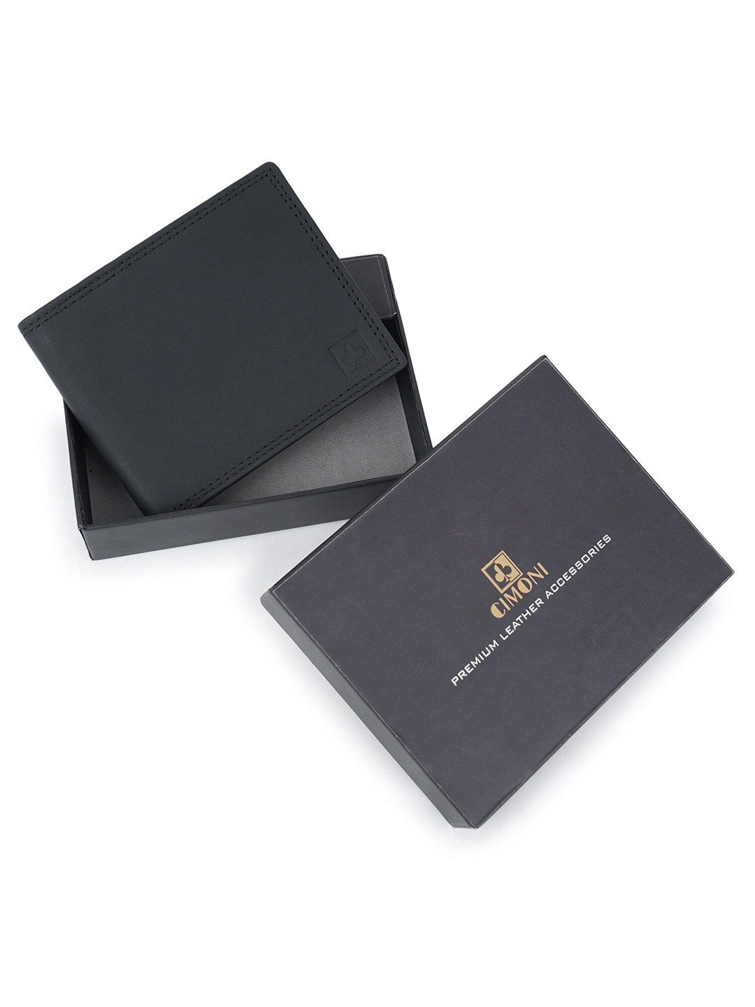 CIMONI Men Leather Two Fold Wallet, Black