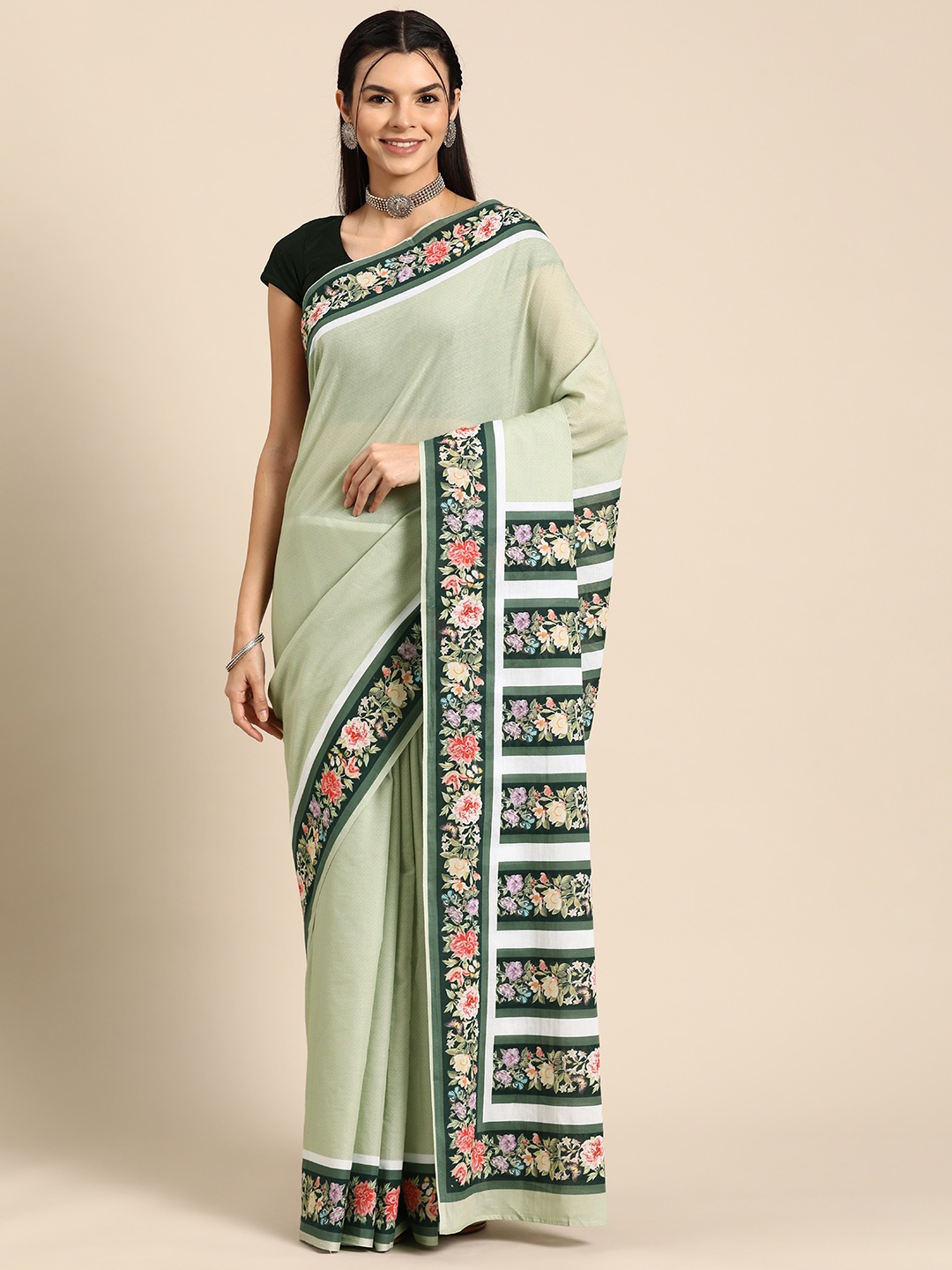 

BUTA BUTI Pure Cotton Saree, Green