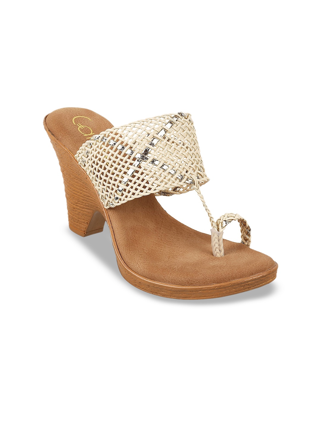 

Catwalk Textured One Toe Platform Heels, Beige