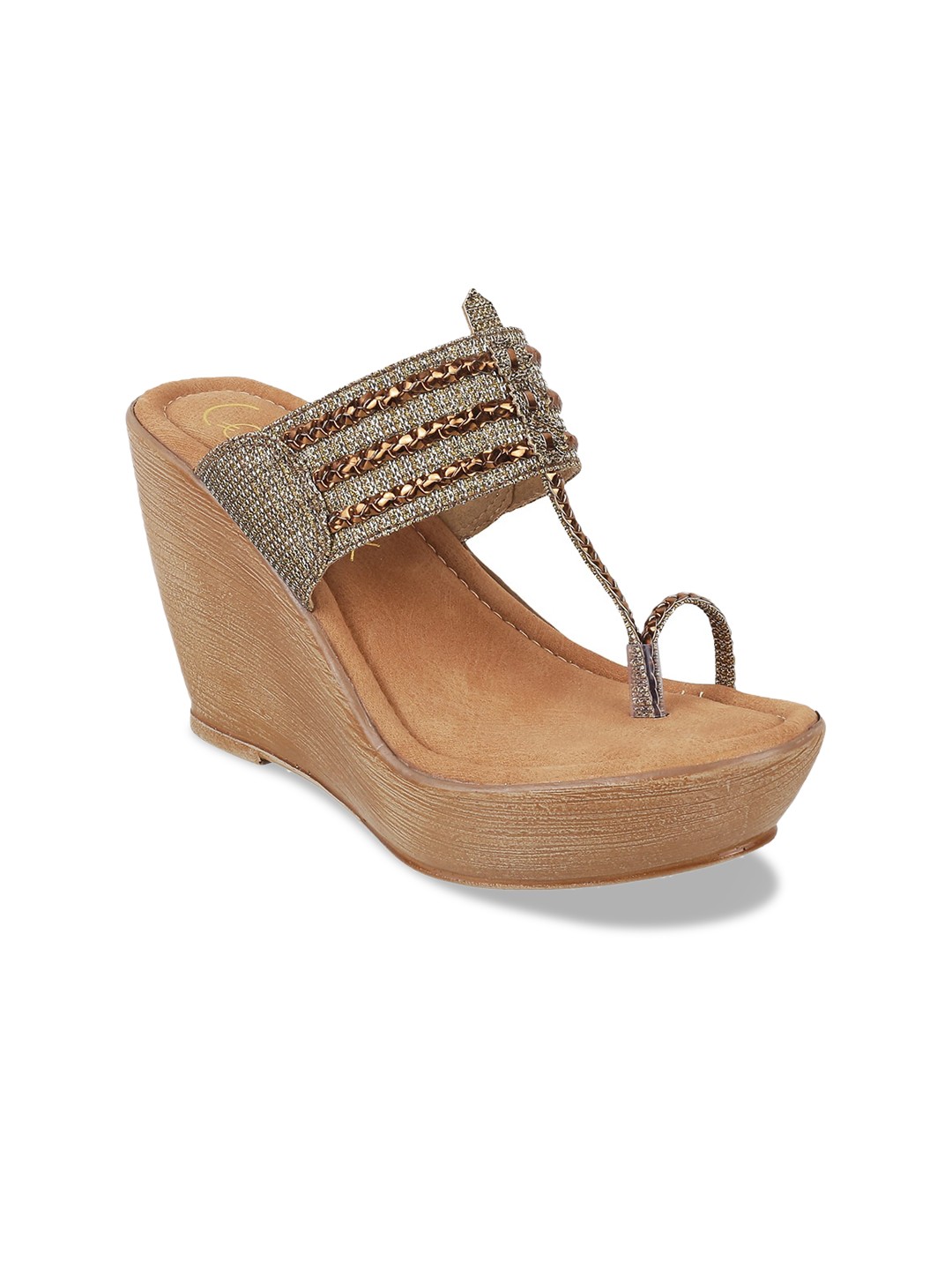 

Catwalk Embellished One Toe Wedge Heels, Bronze