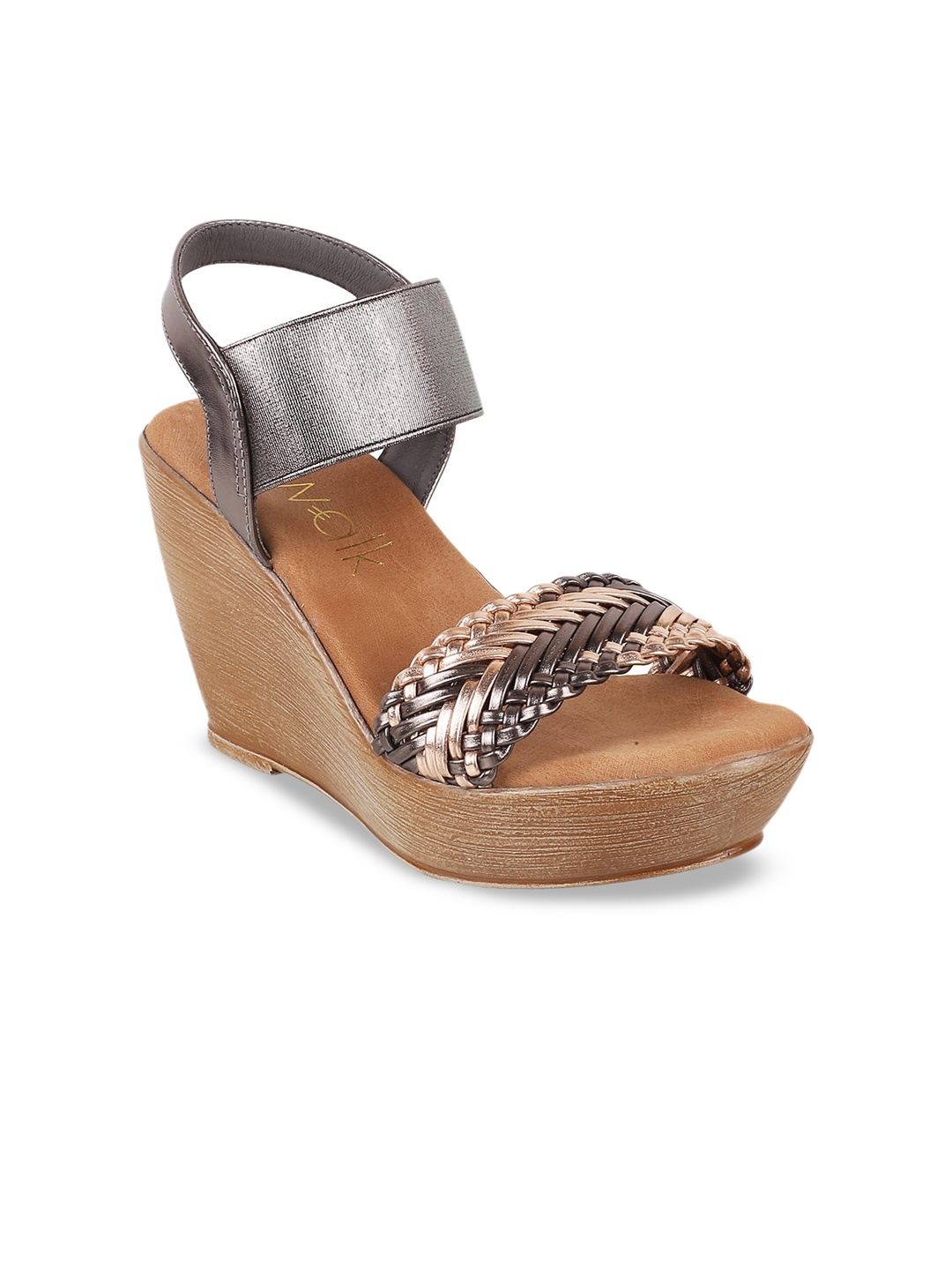 

Catwalk Textured Open Toe Wedge Heels, Metallic