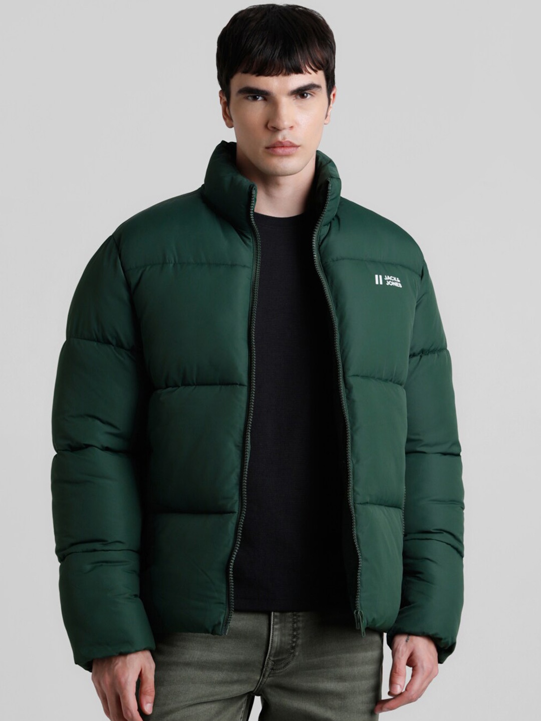 

Jack & Jones Stand Collar Puffer Jacket, Green