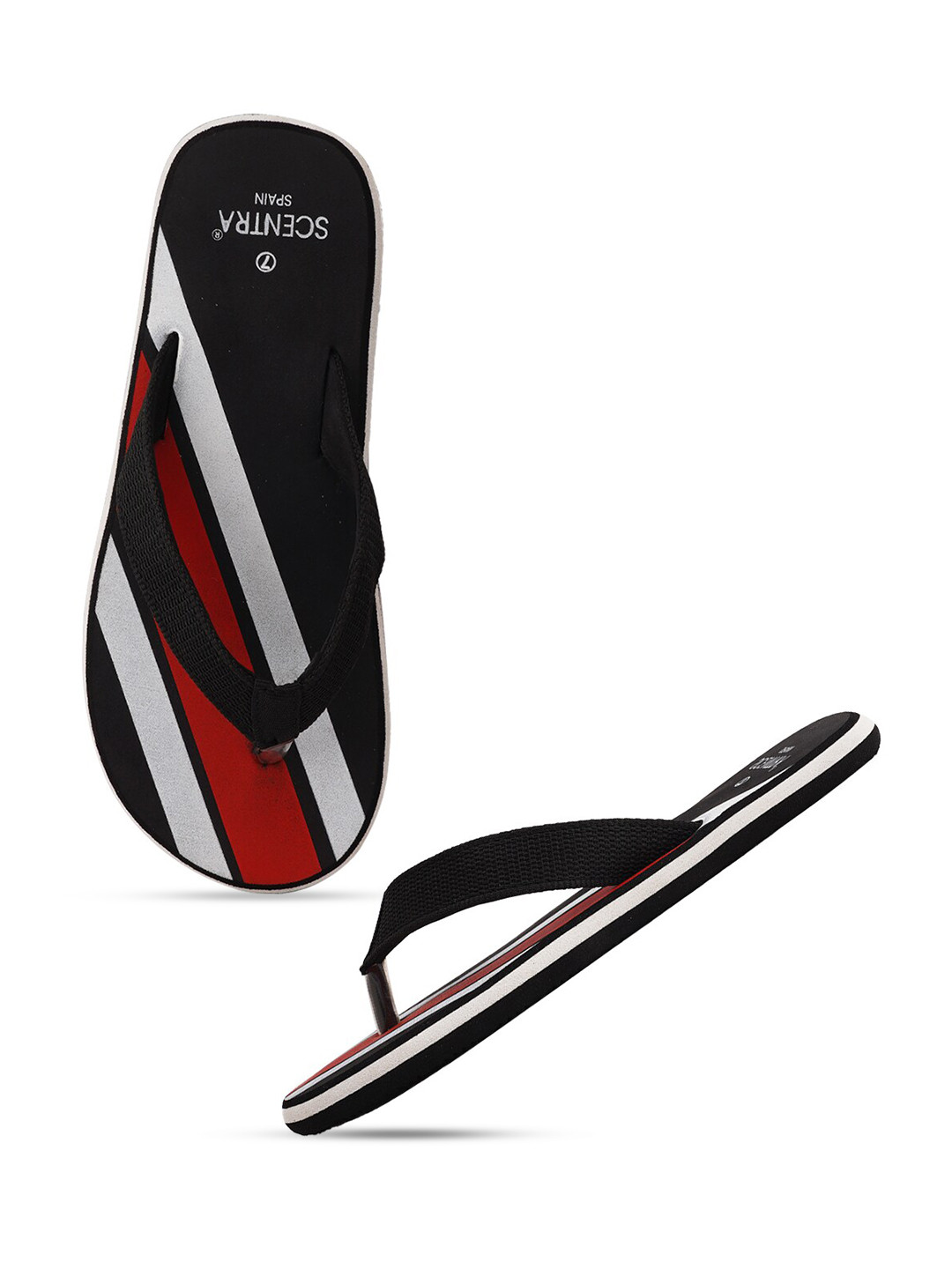 

SCENTRA Men Striped Thong Flip-Flops, Black